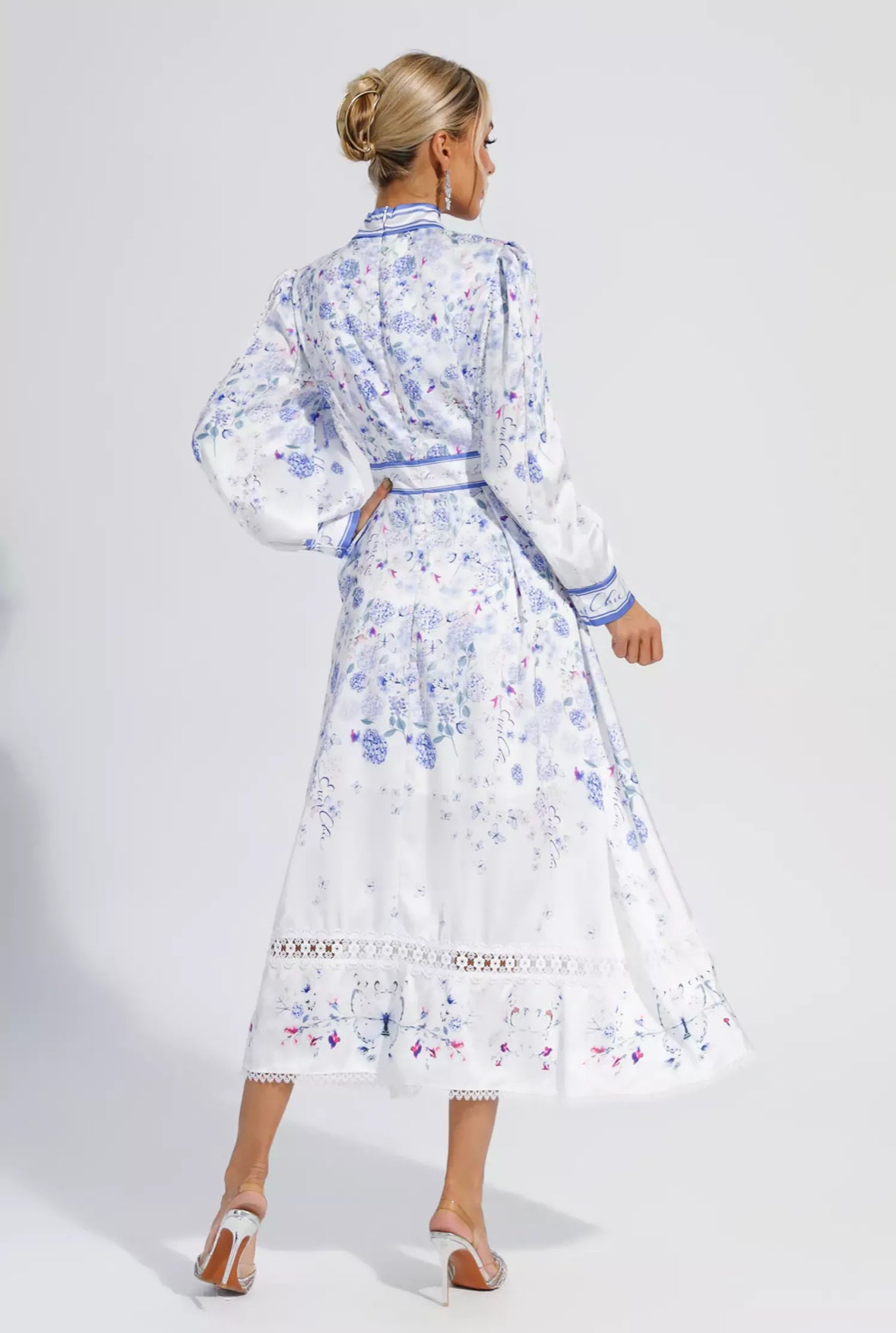 Blue floral midi dress