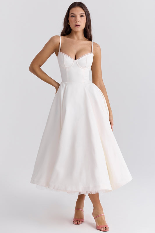 Mademoiselle midi dress- Ivory white