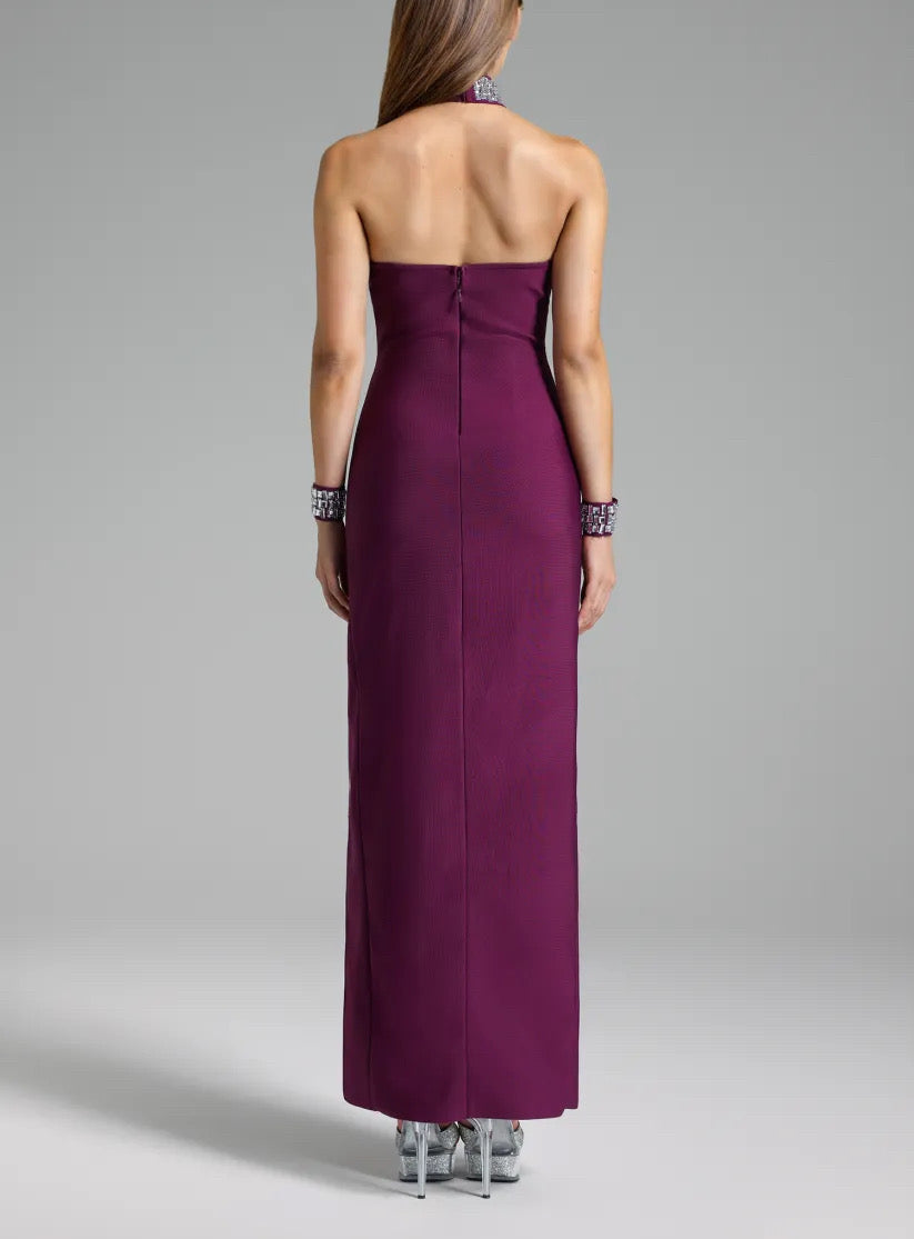 Iris Crystal Slit Gown