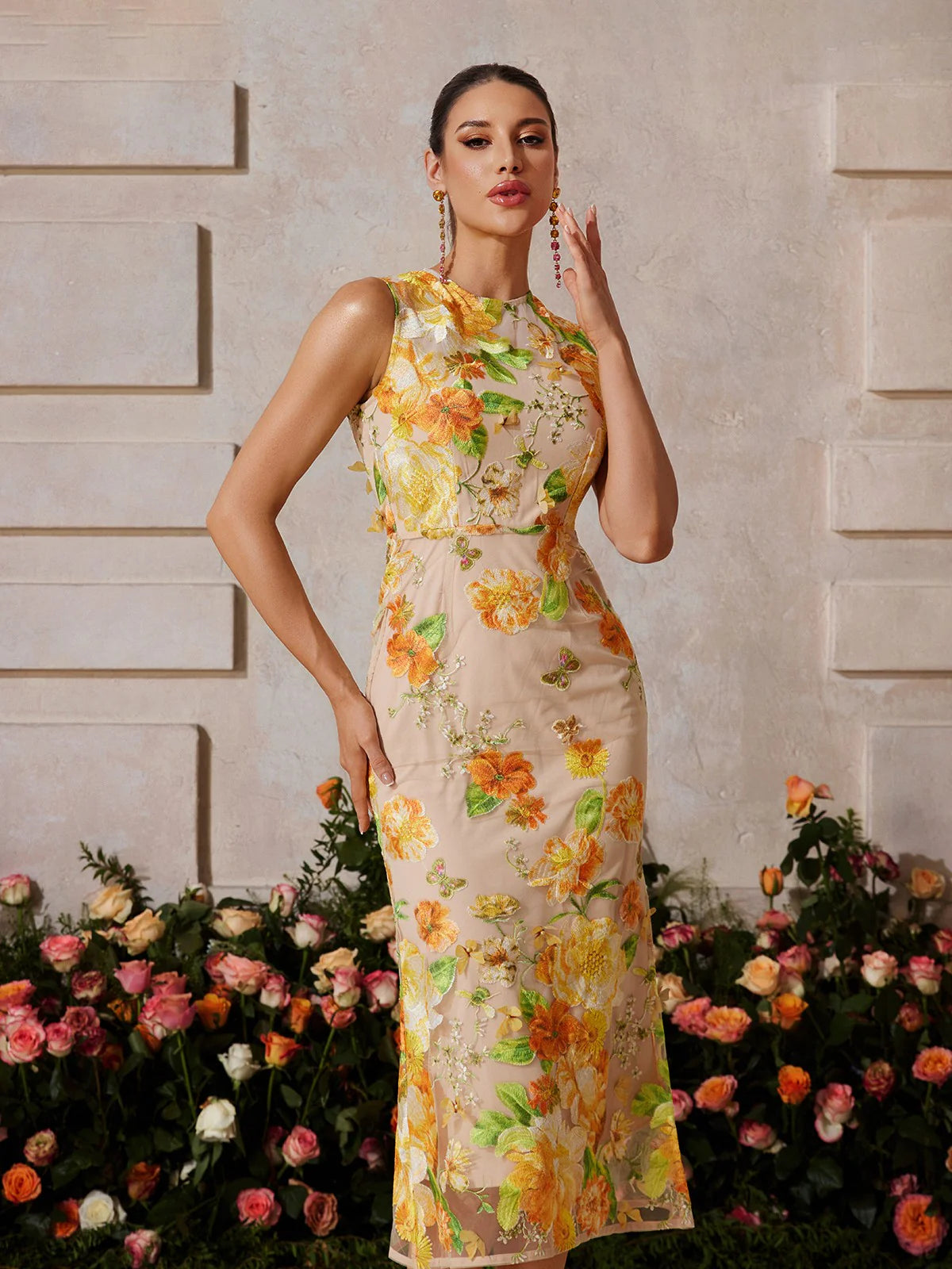 Solana Flower Midi Dress