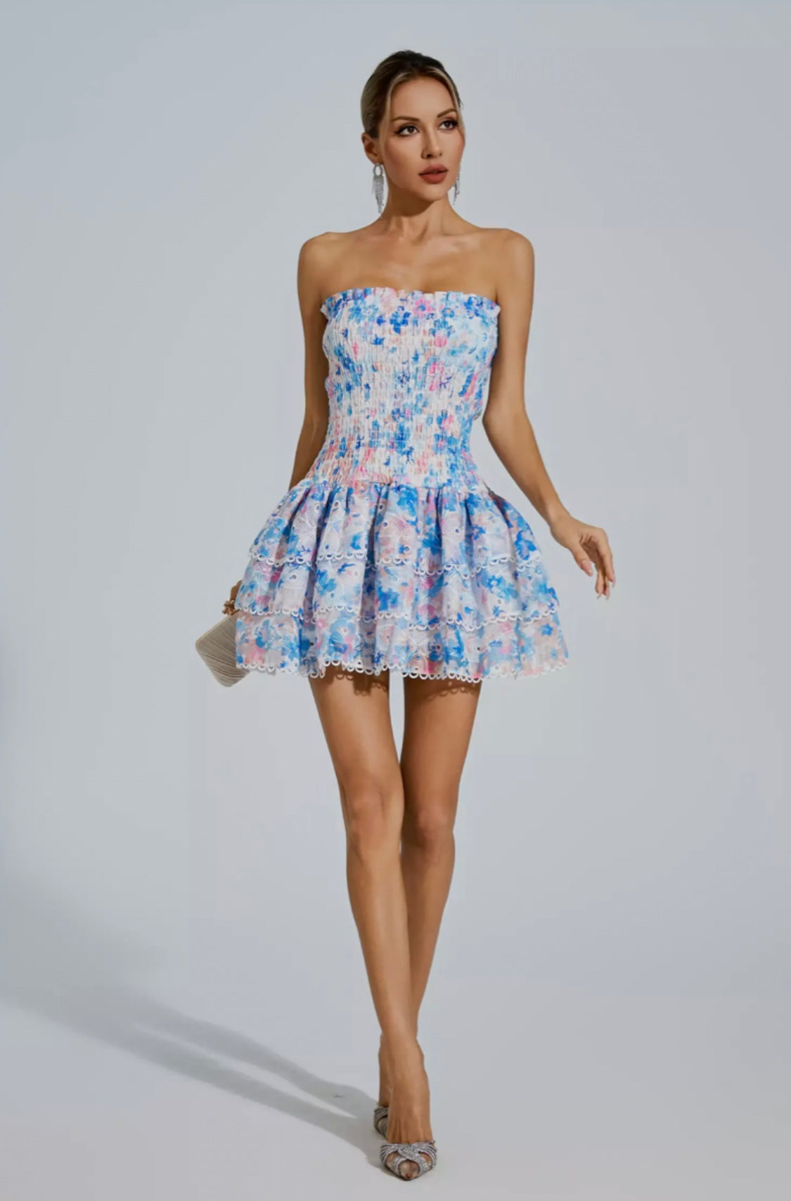Mercy floral mini dress/ Blue