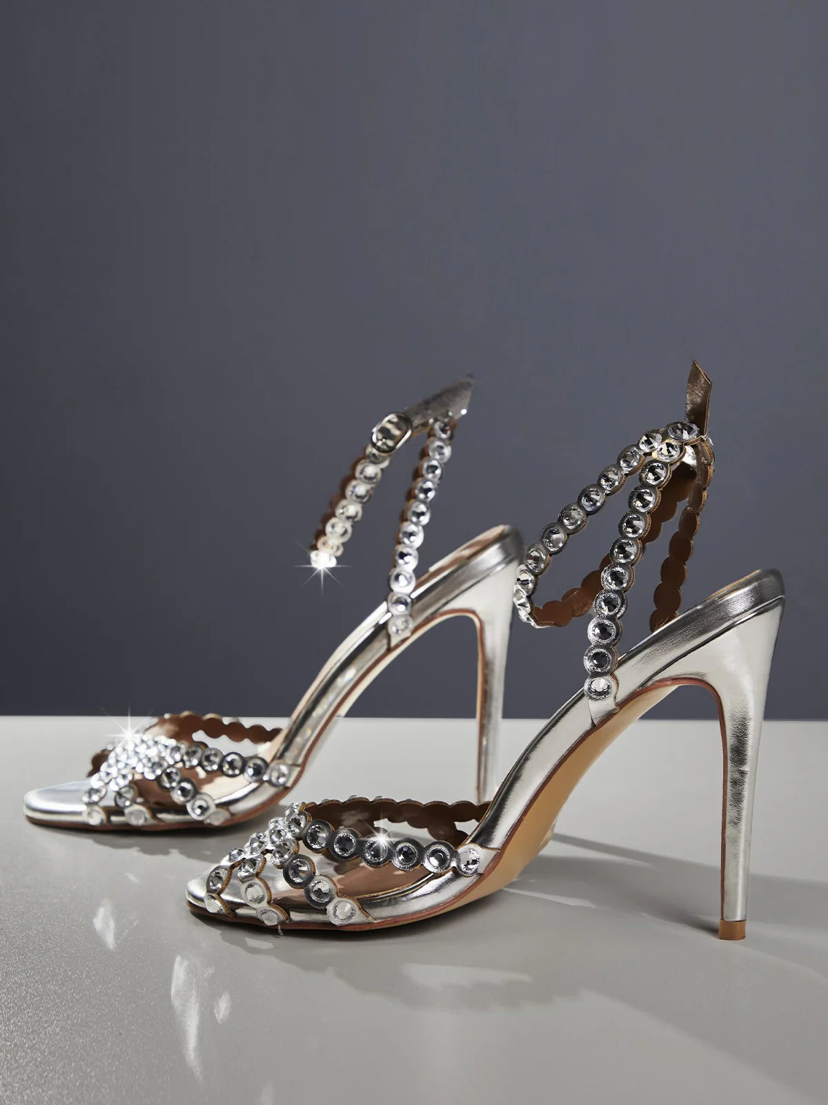 Rhinestone high heels sandals