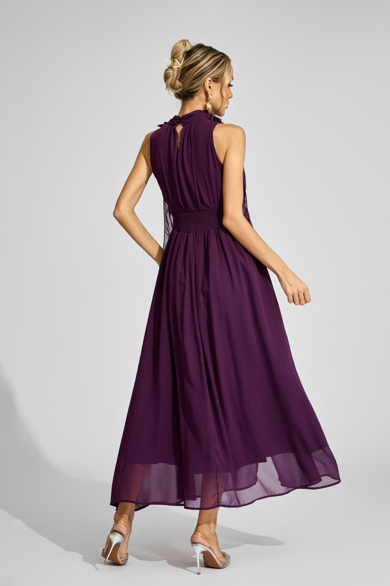 Violette Draped High-Neck Dress