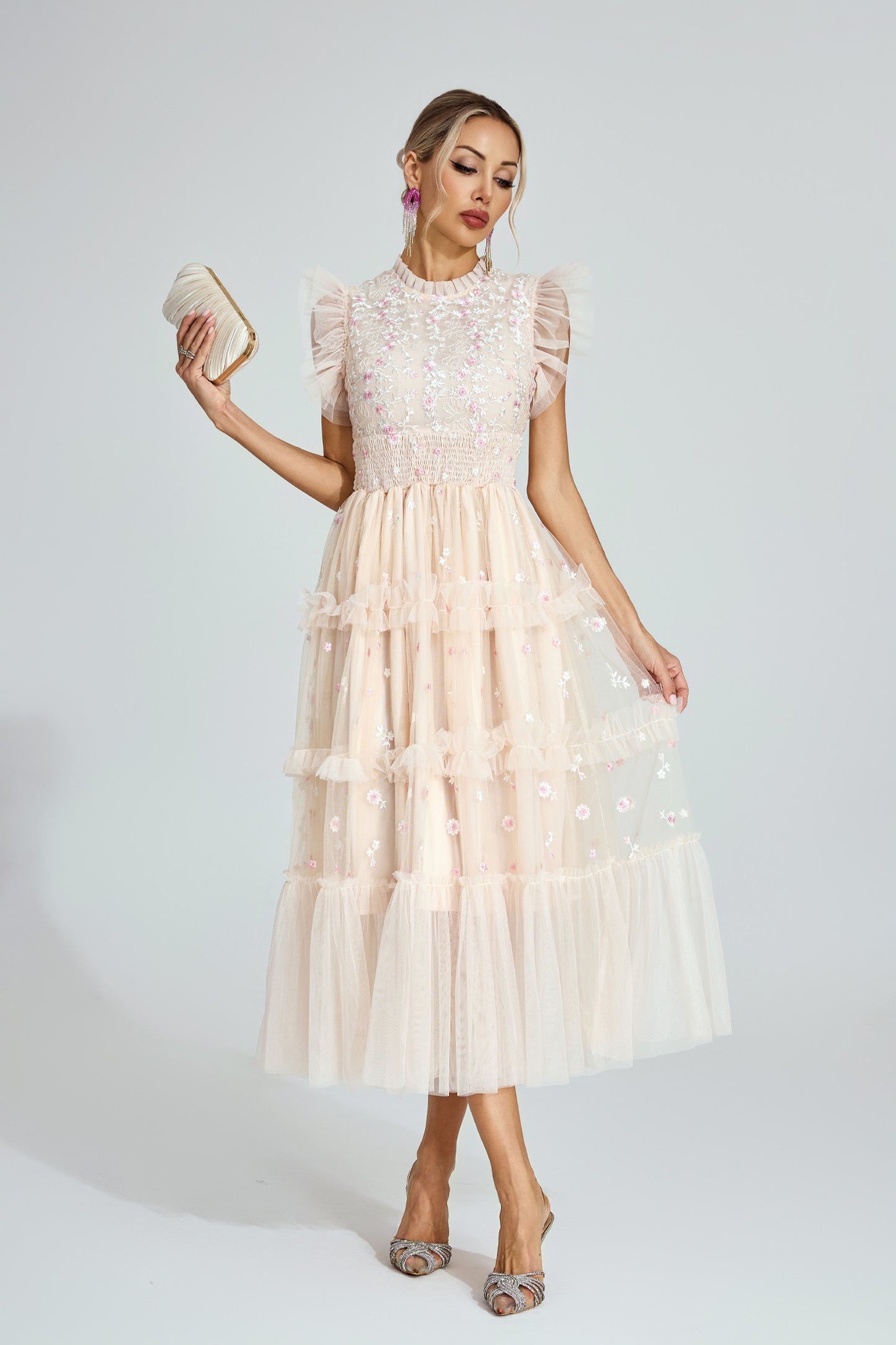 Élise Tulle Blossom Midi Dress