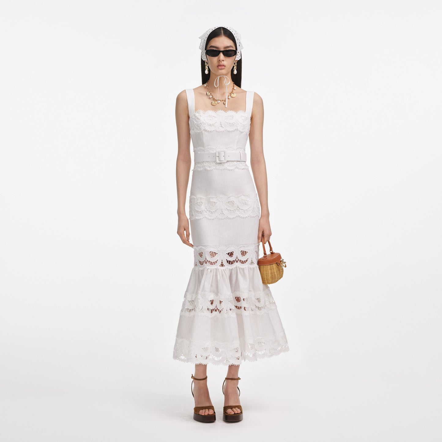 Liana Embroidered Linen Midi Dress