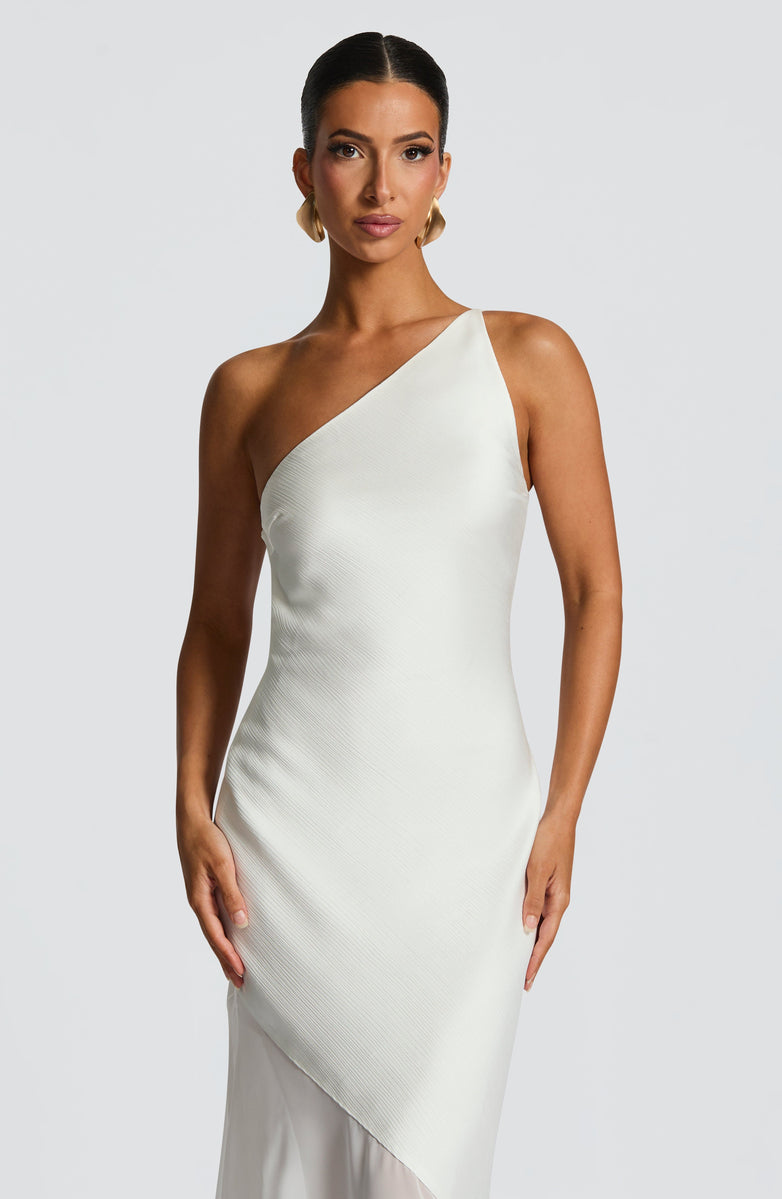 Soleil One Shoulder Sheer Mermaid Gown