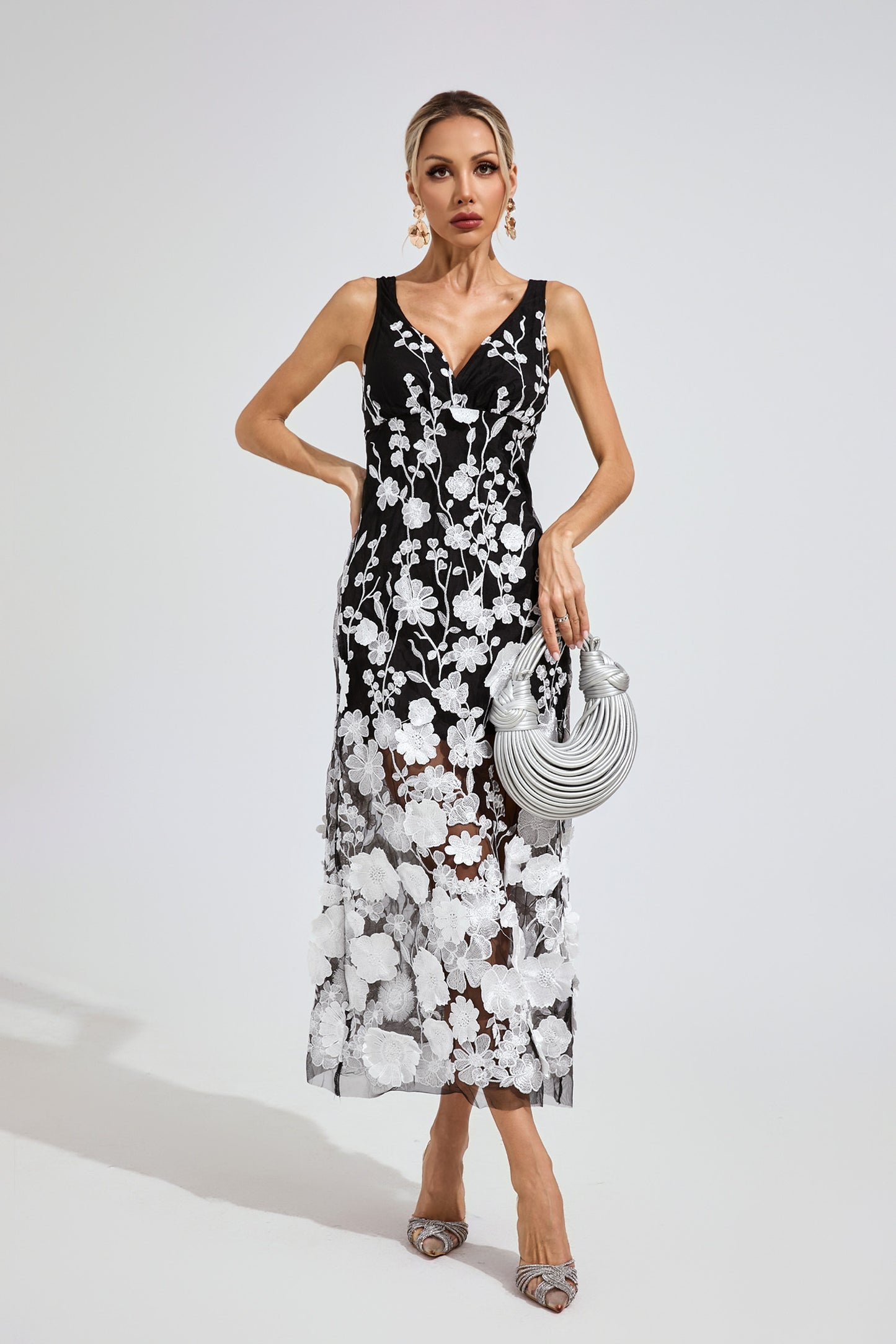 Midnight Garden Embroidered Dress