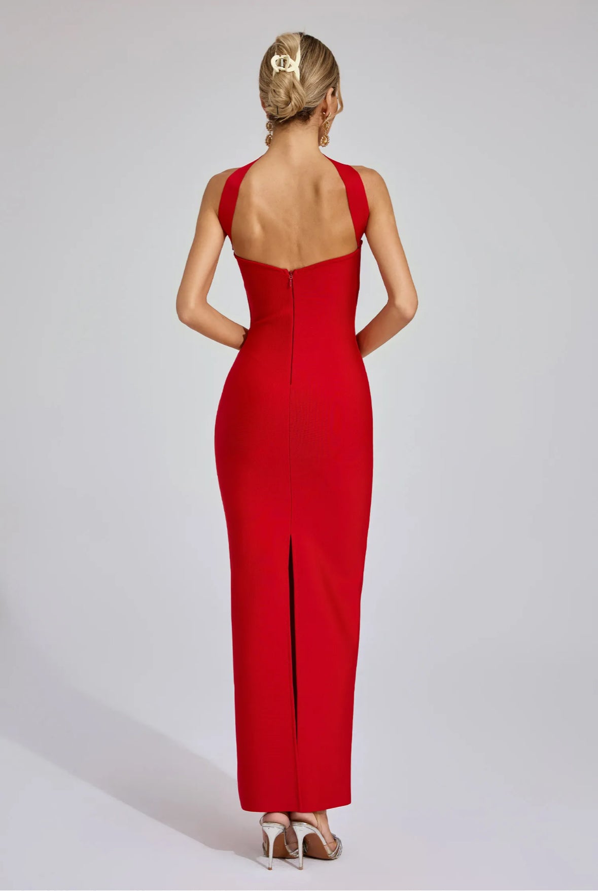 Bandage red maxi dress