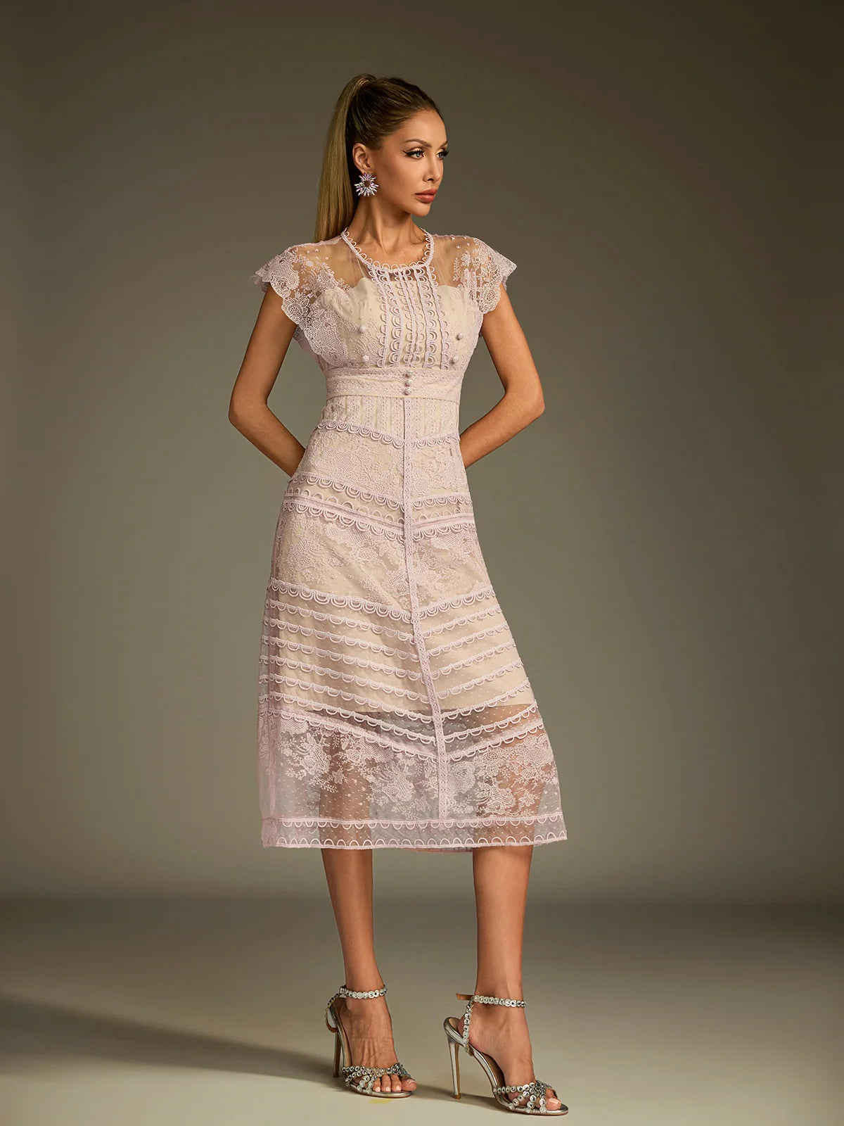Éclat Lace Illusion Midi Dress
