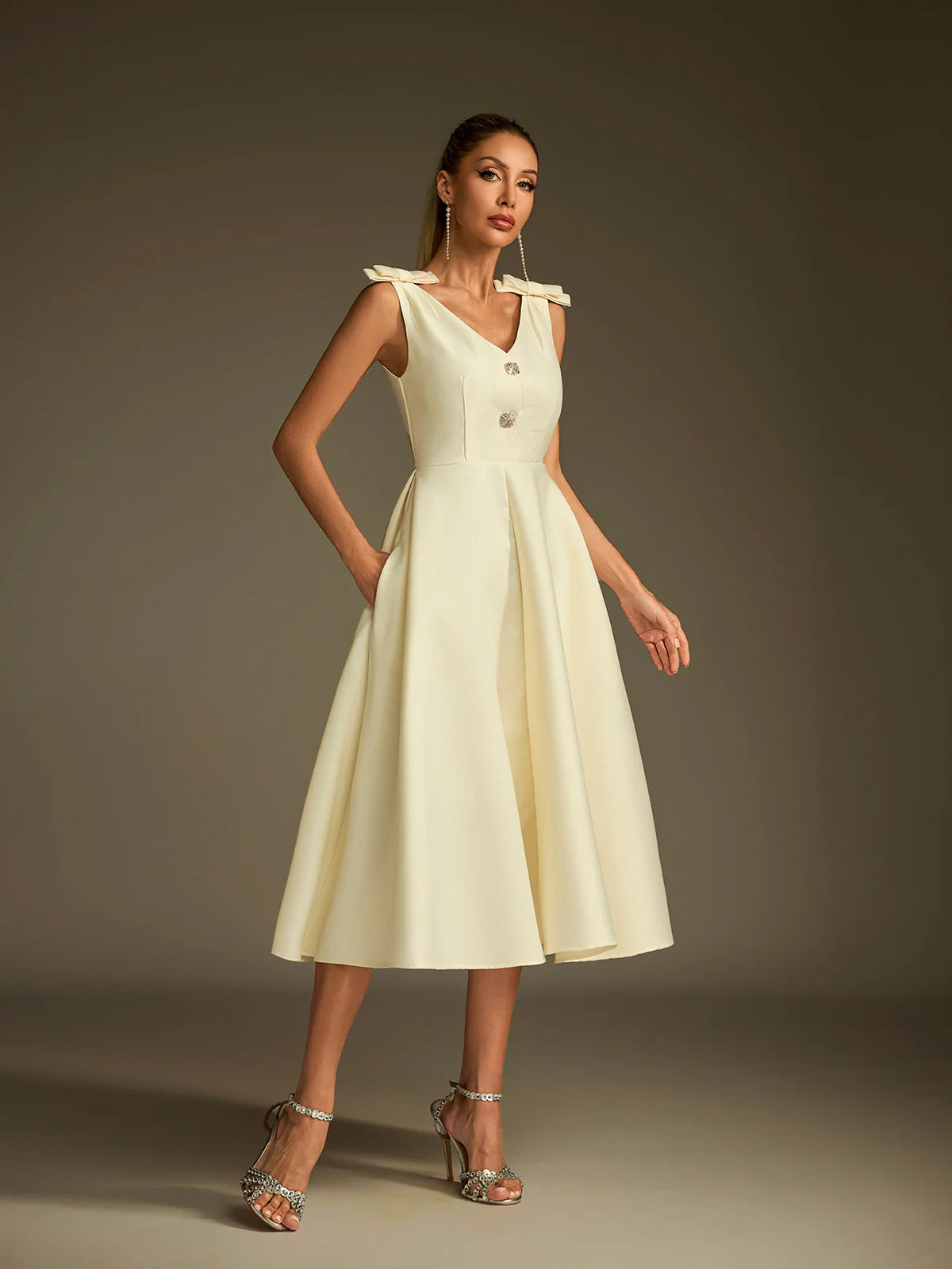 Colette Satin Fit & Flare Midi Dress