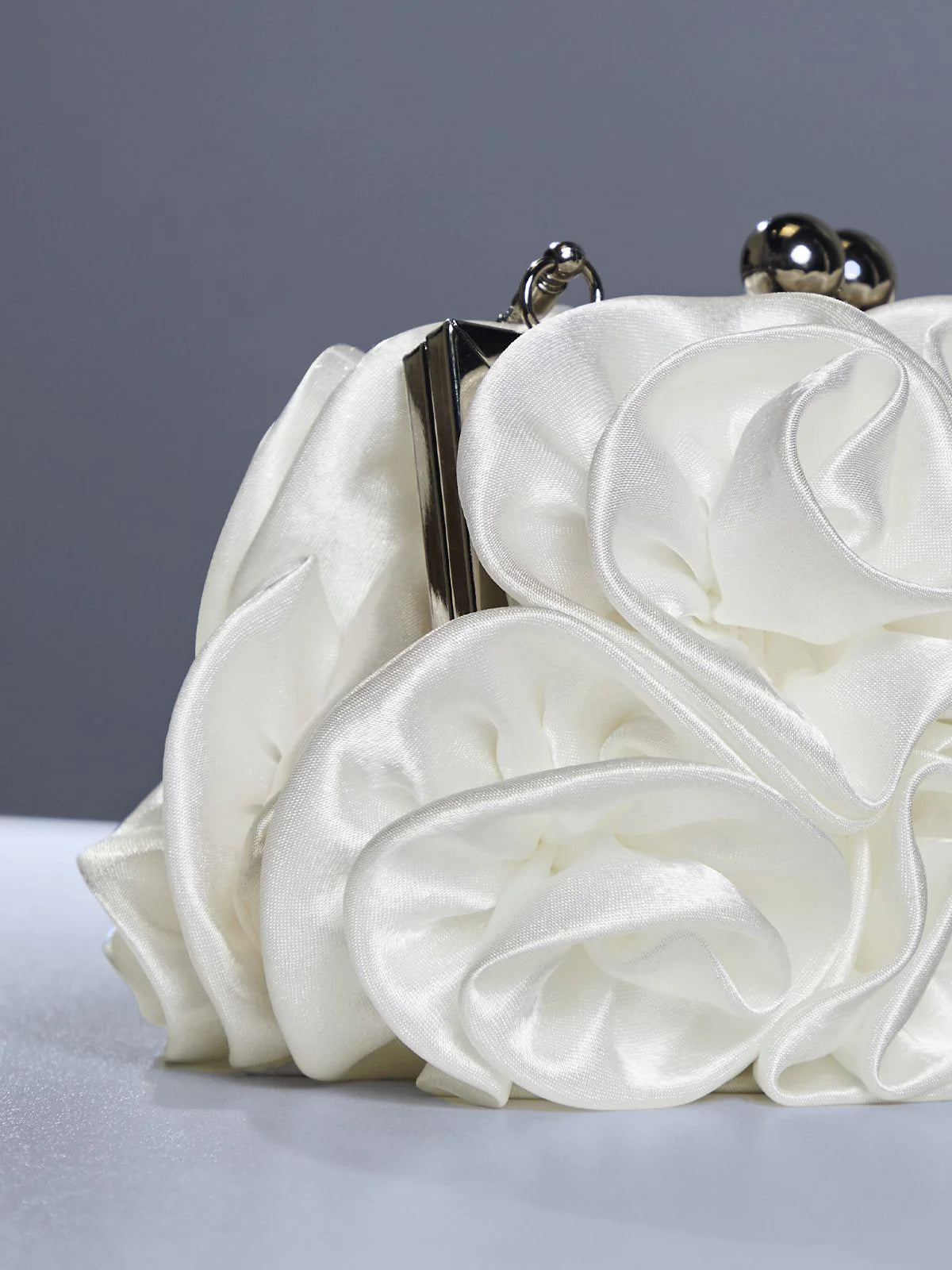 White flower satin bag