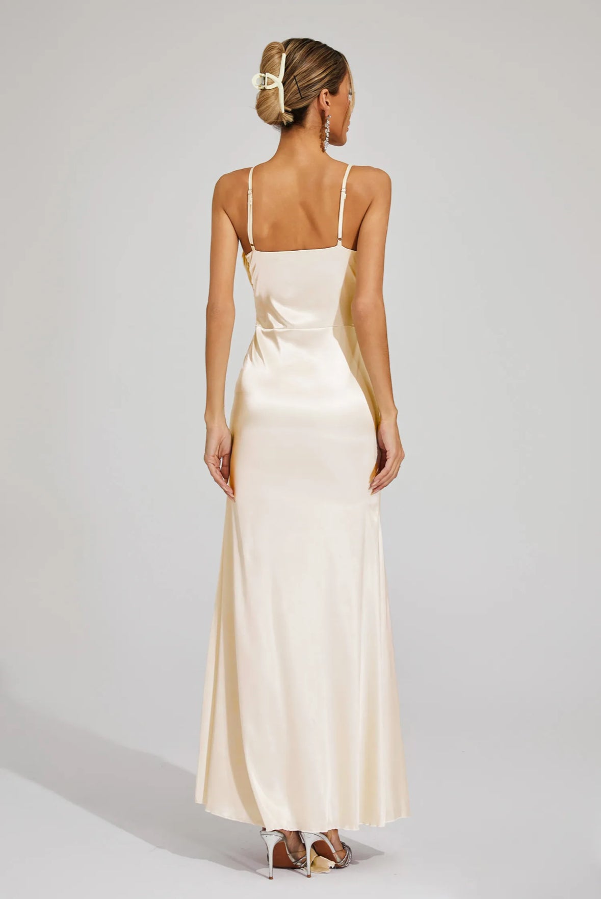 Rosé Satin Drape Gown