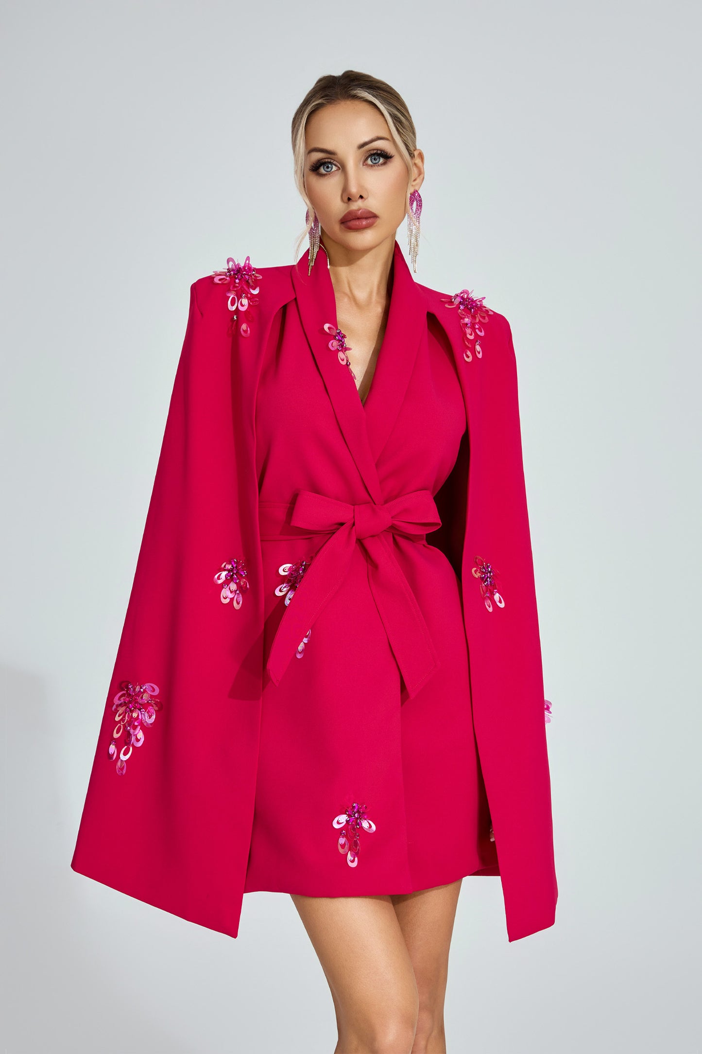 Stella Embellished Cape Dress