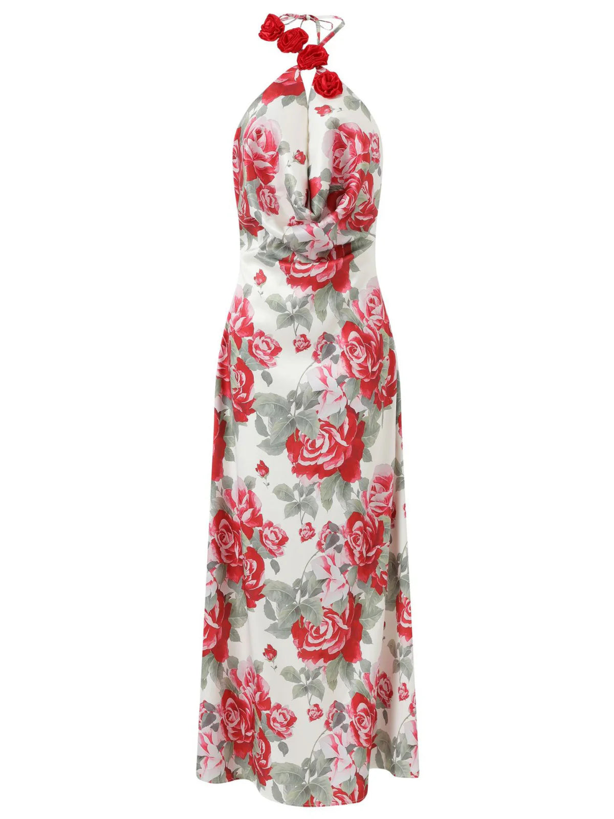 Rosa Flower Halter Maxi Dress