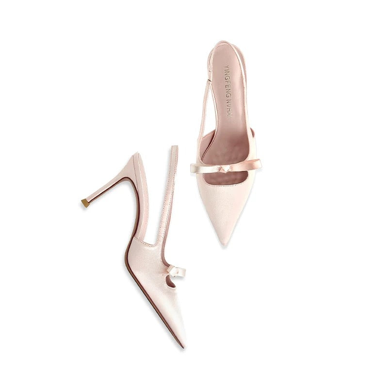 Rosalie Satin Bow Slingback Heels