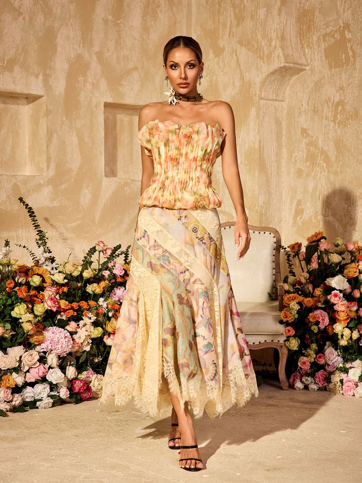 Floral Sunset Corset Top