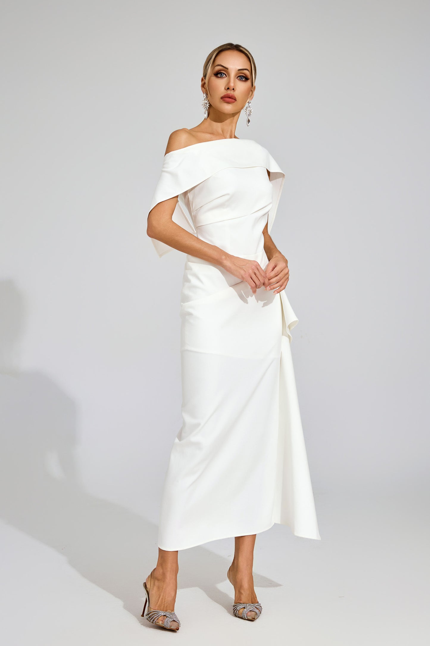 Ivana Draped One-Shoulder Gown