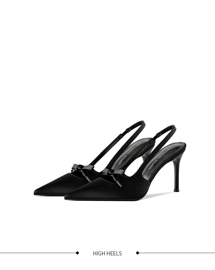 Rosalie Satin Bow Slingback Heels