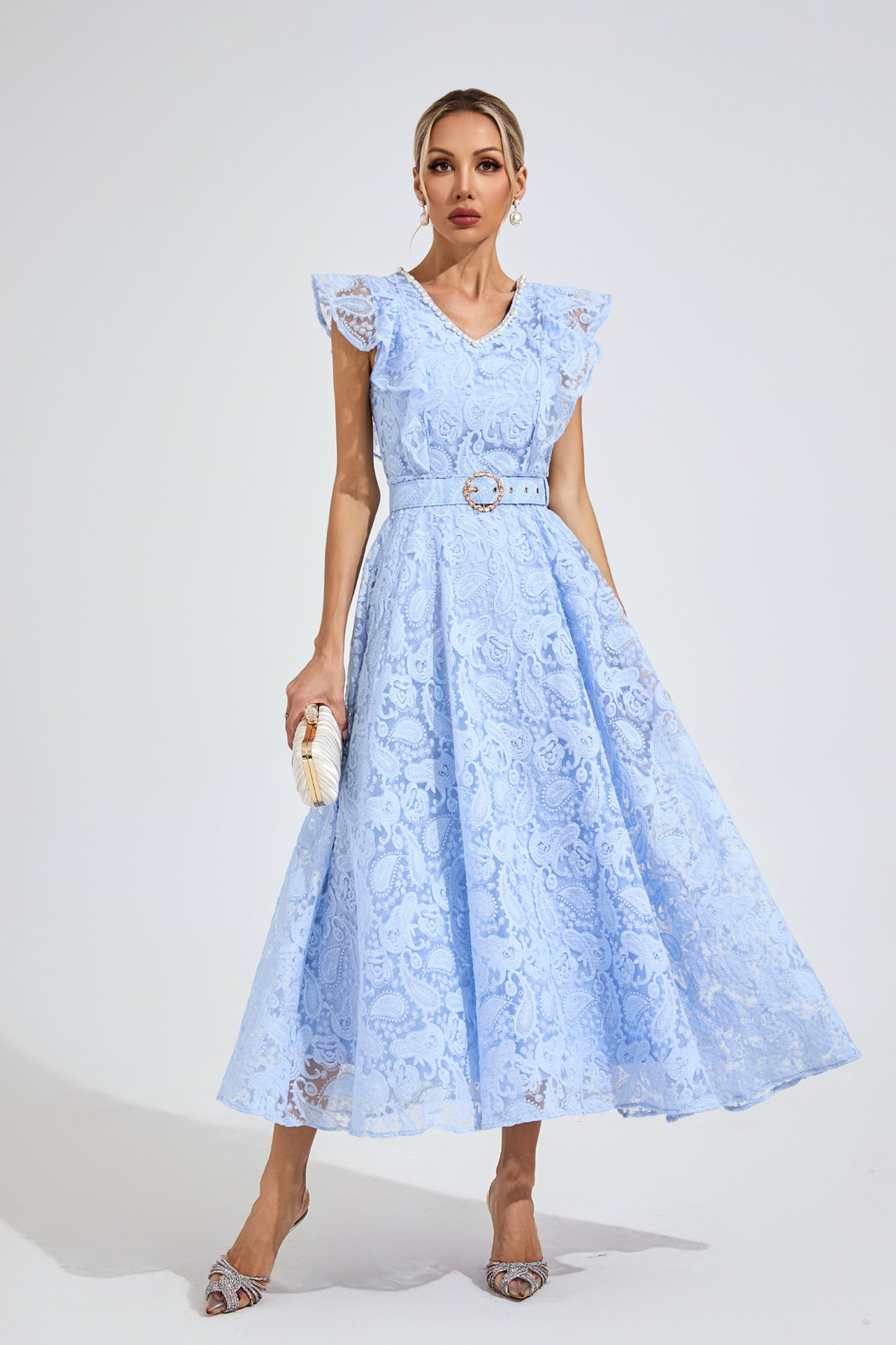 Aurélie Lace Flare Maxi Dress