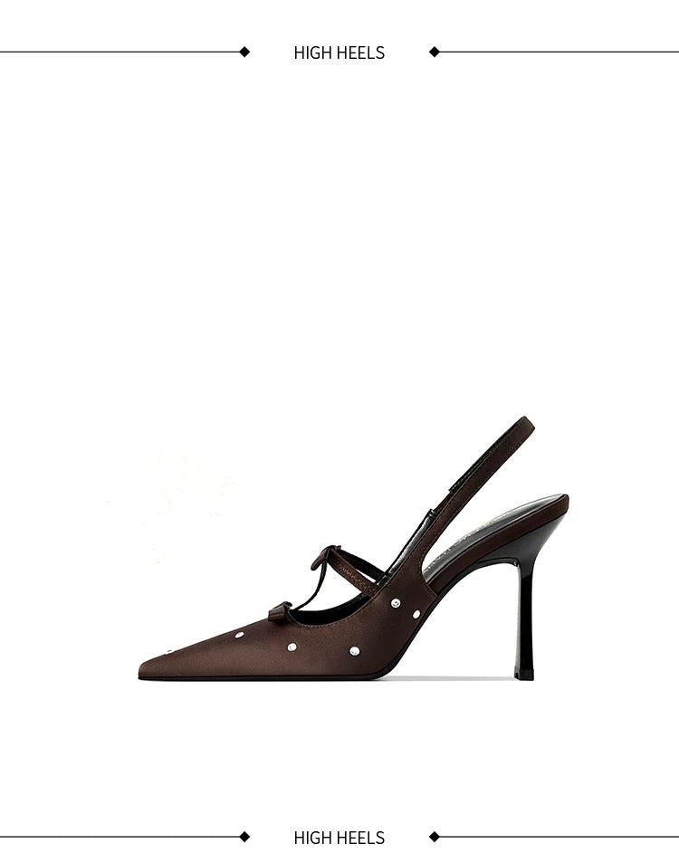 Liana Crystal Dots Satin Slingback Heels