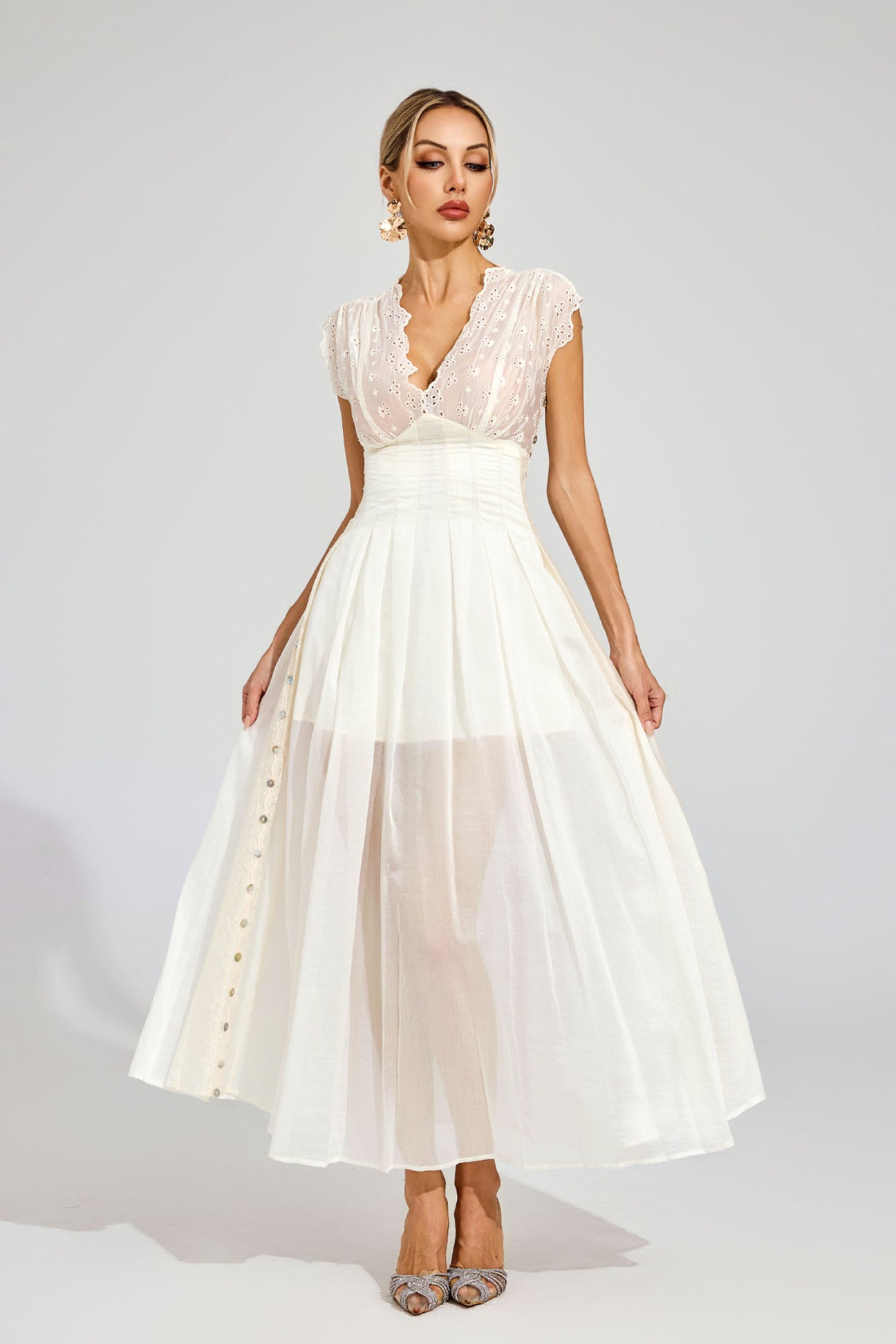 Étoile Broderie Sheer Midi Dress