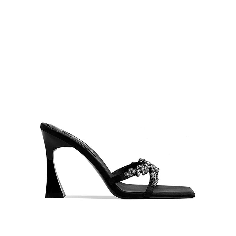 Amara Crystal Embellished Satin Mules