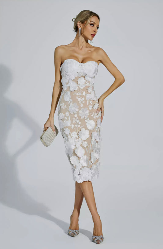 Anais flower lace midi dress Size XS