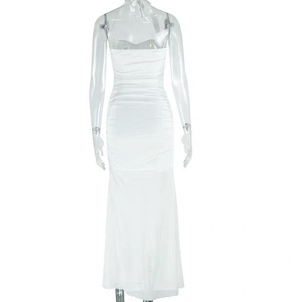 Valentina Sheer Halter Panel Gown