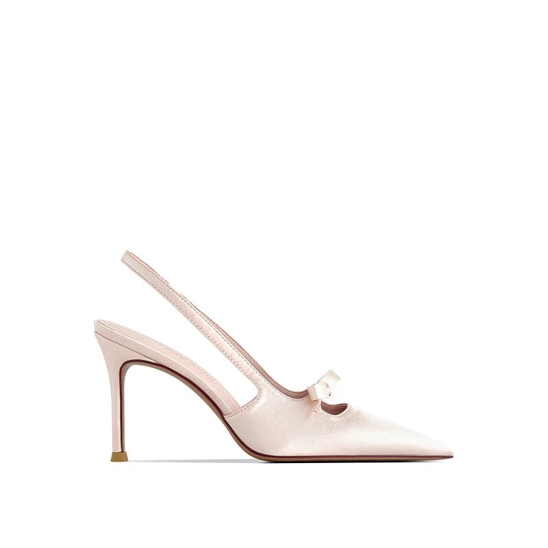 Rosalie Satin Bow Slingback Heels
