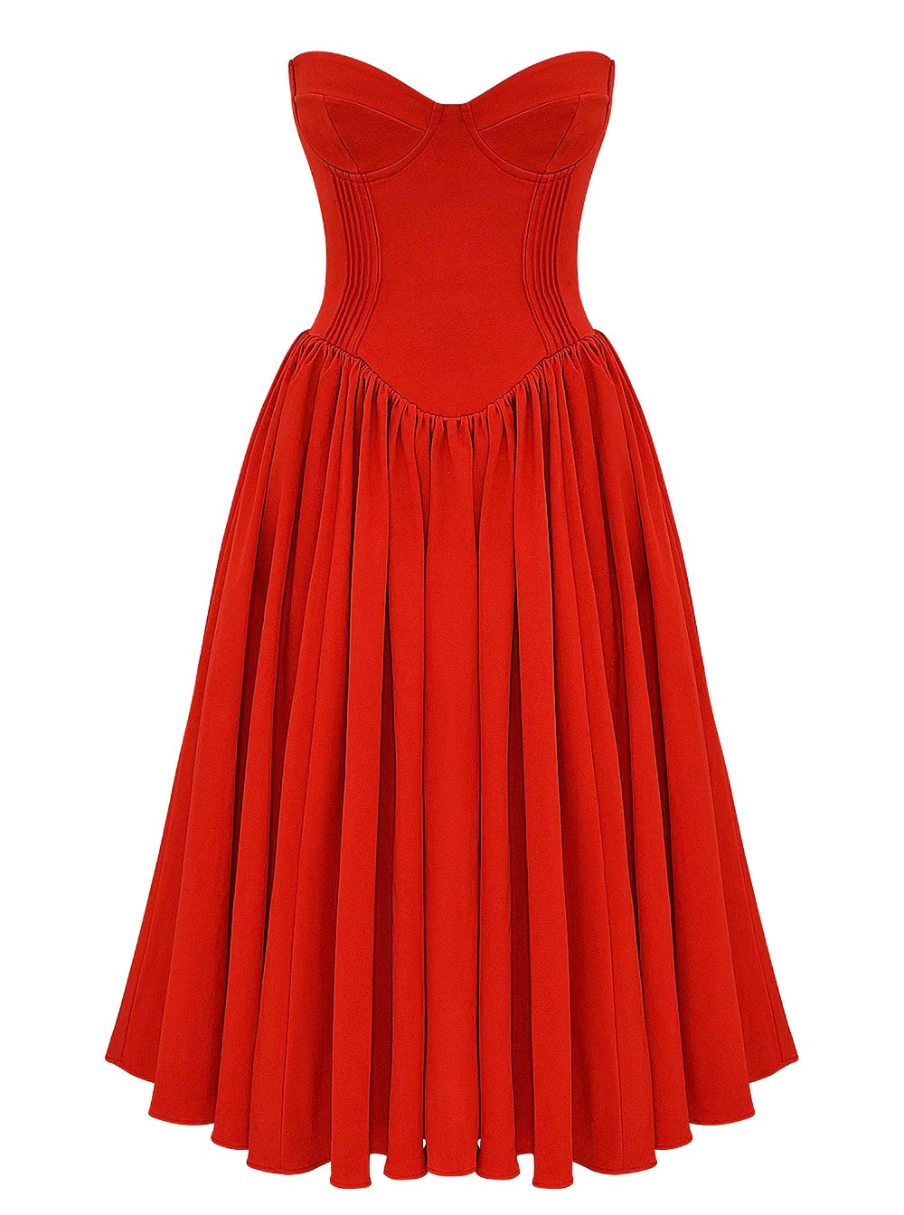 エリザベス ストラップレス ミディドレス