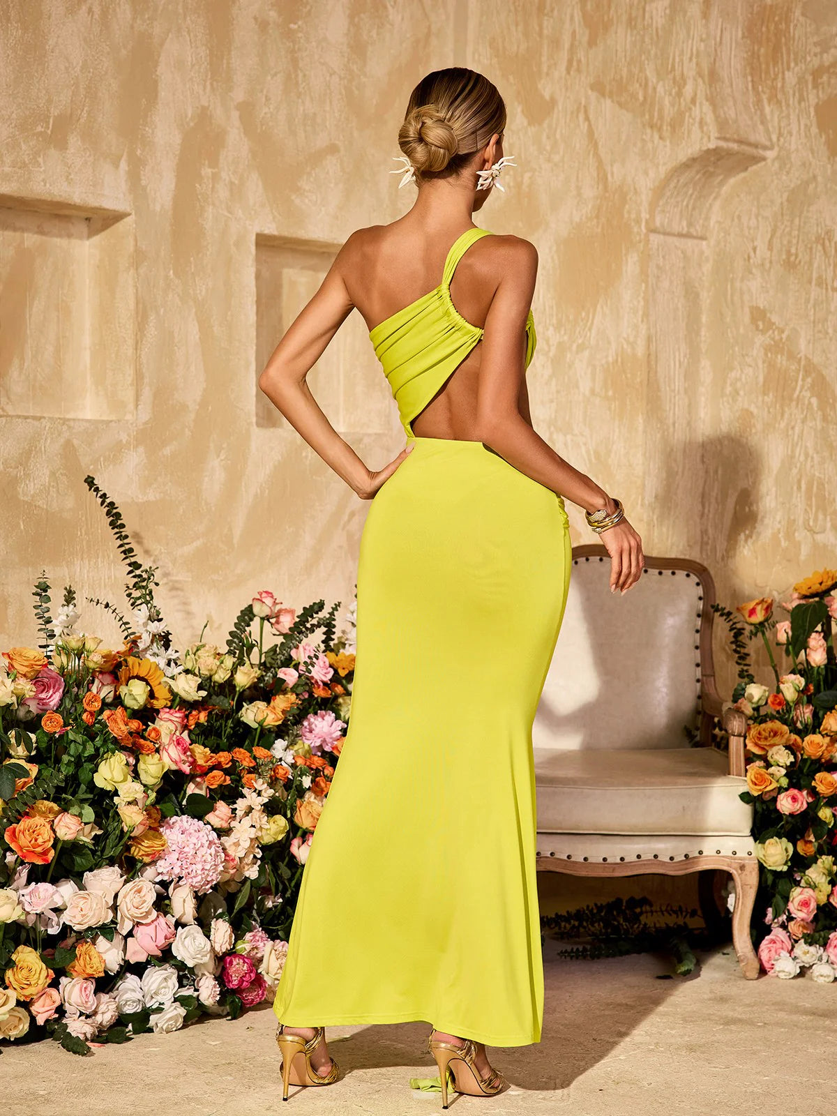 Soleil Lime Cut-Out Maxi Dress