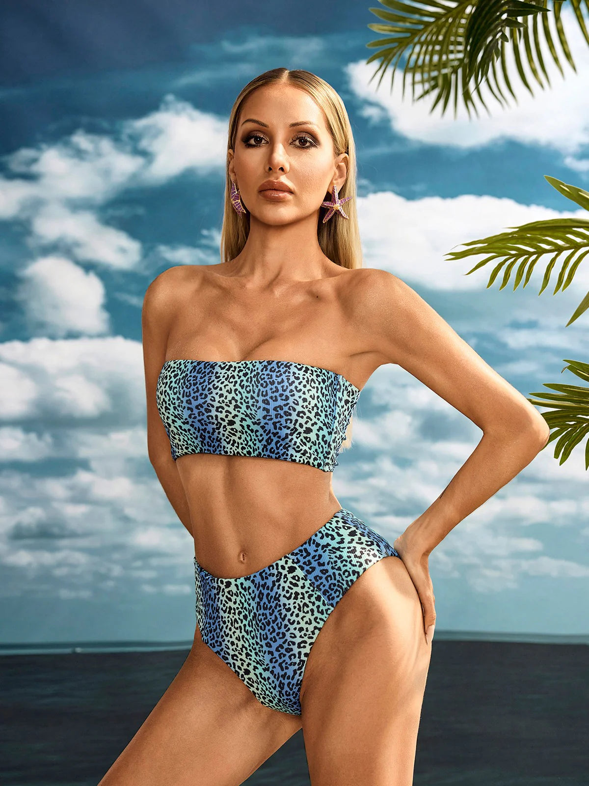 Azure Leopard Bandeau Bikini