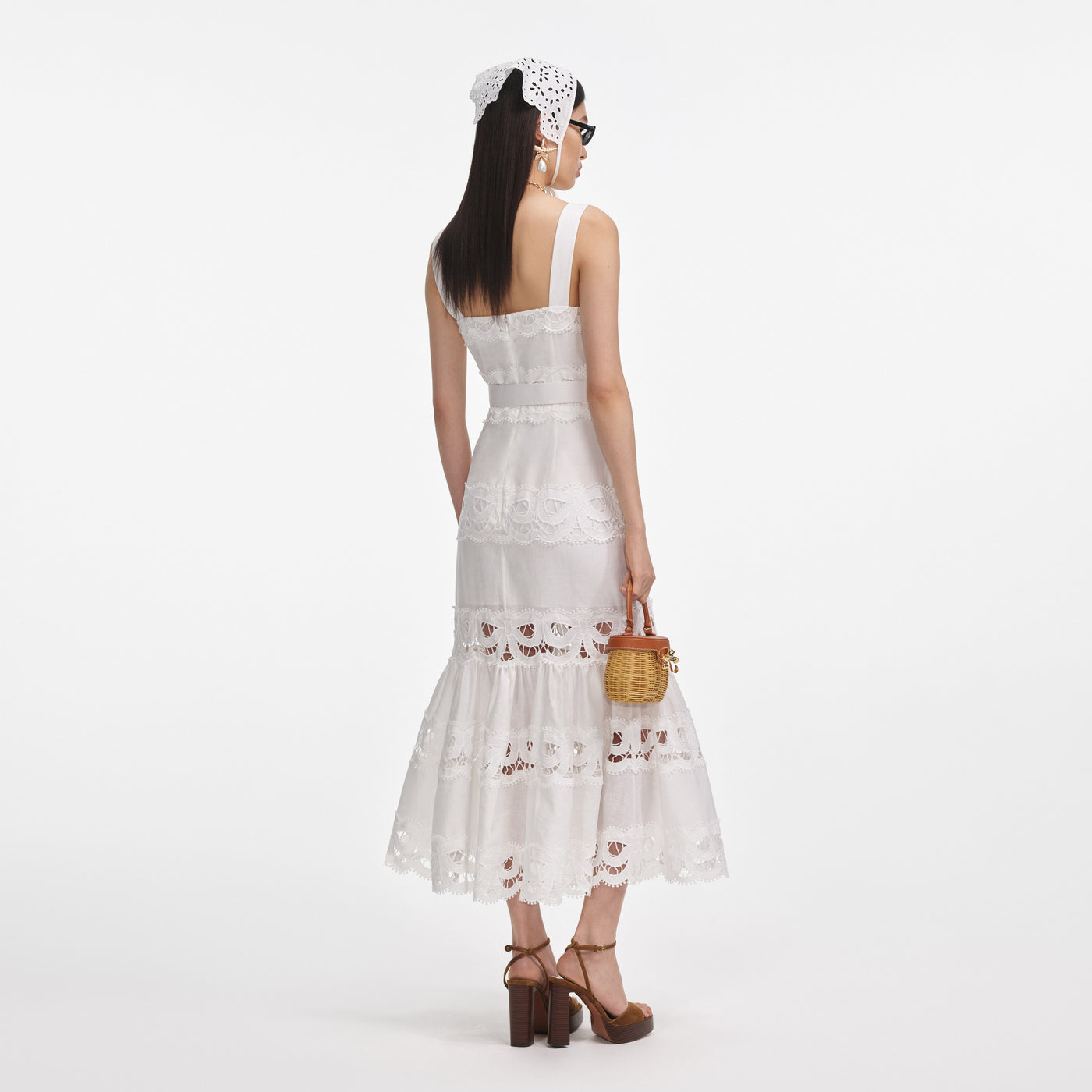 Liana Embroidered Linen Midi Dress