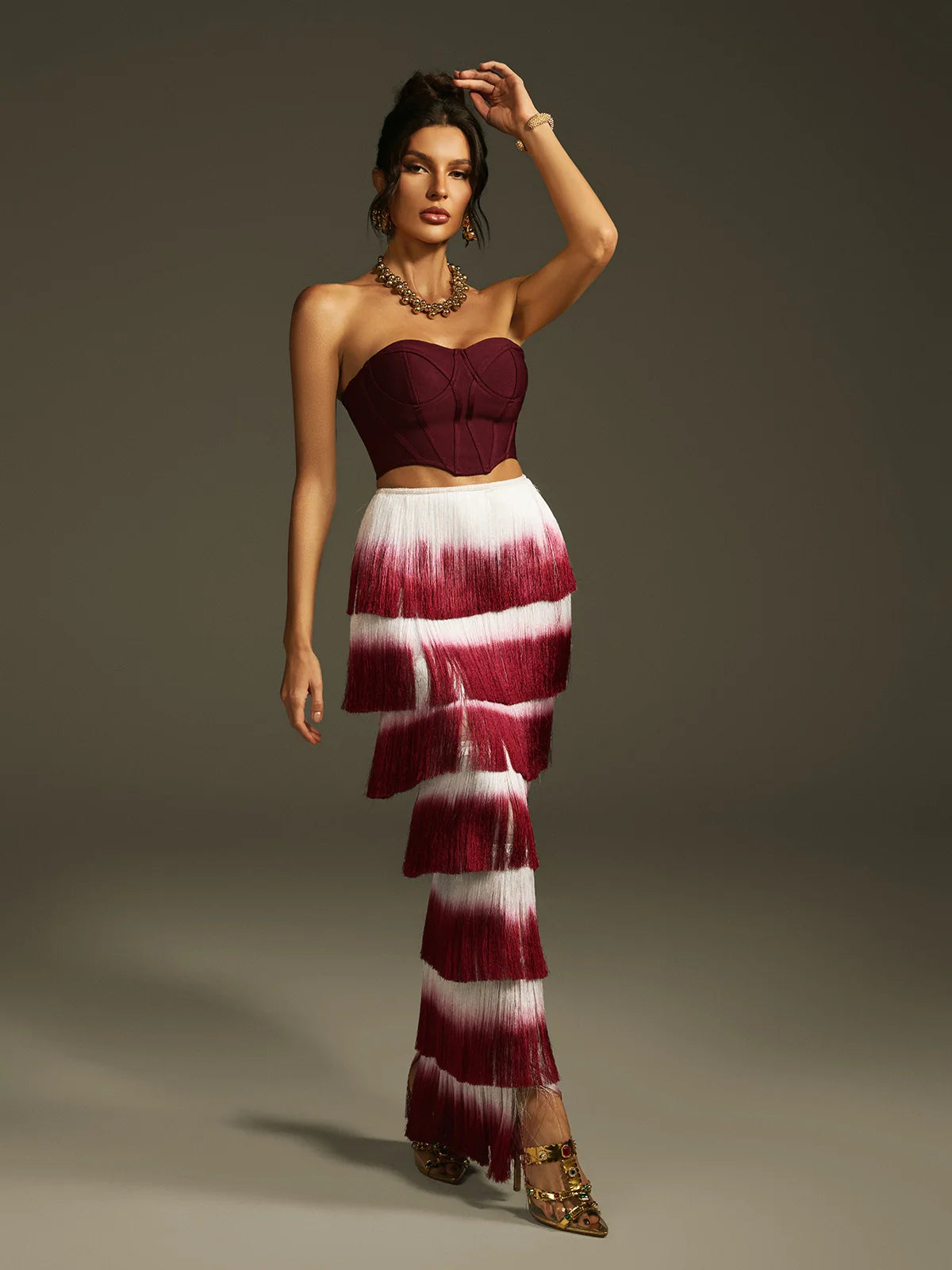 Bordeaux Cascade Fringe Set