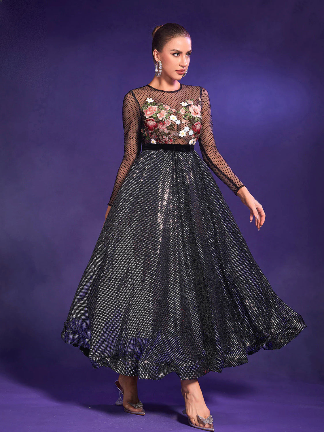 Yumi flower embroidery maxi dress (8116650803438)