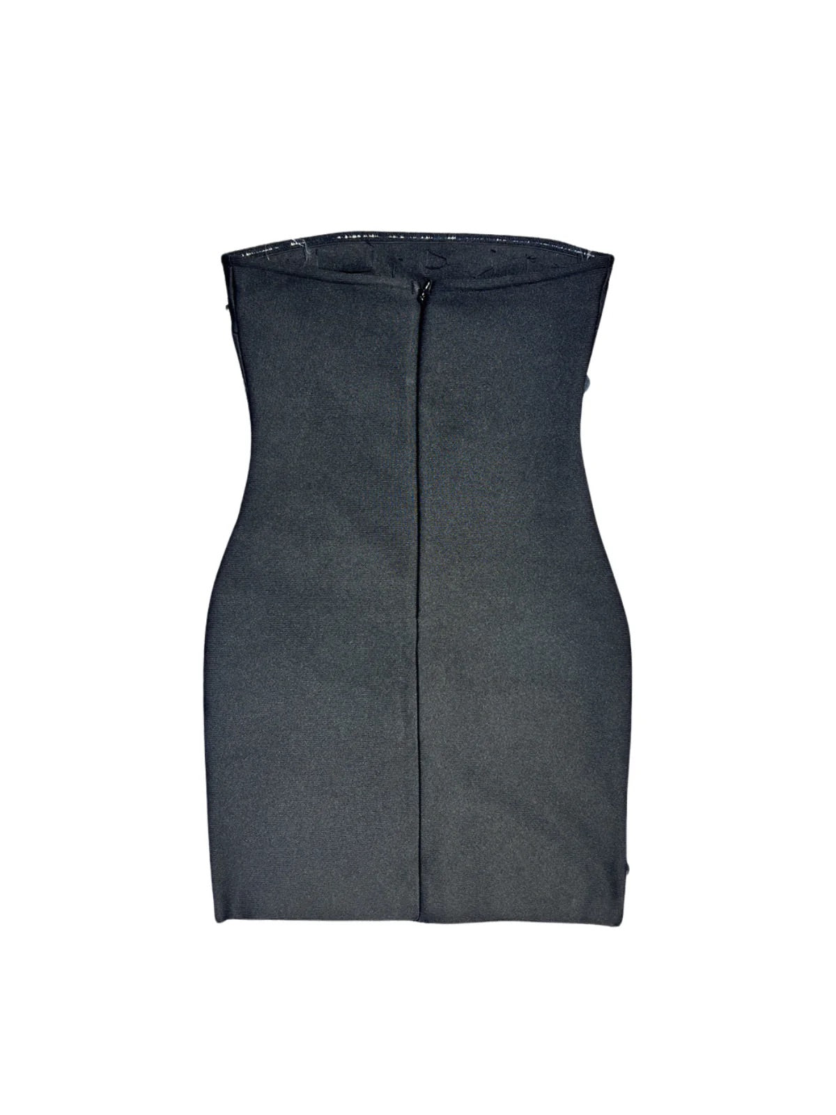 Crystal strapless black mini dress