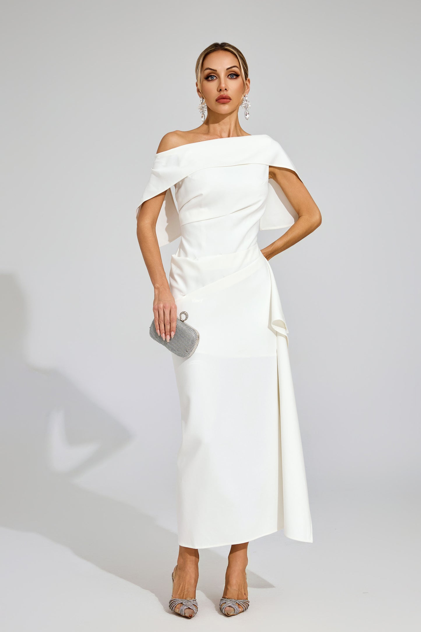 Ivana Draped One-Shoulder Gown