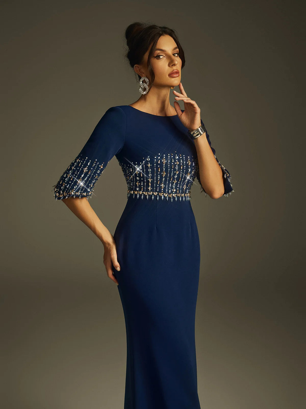 Sapphire Gem Embellished Gown