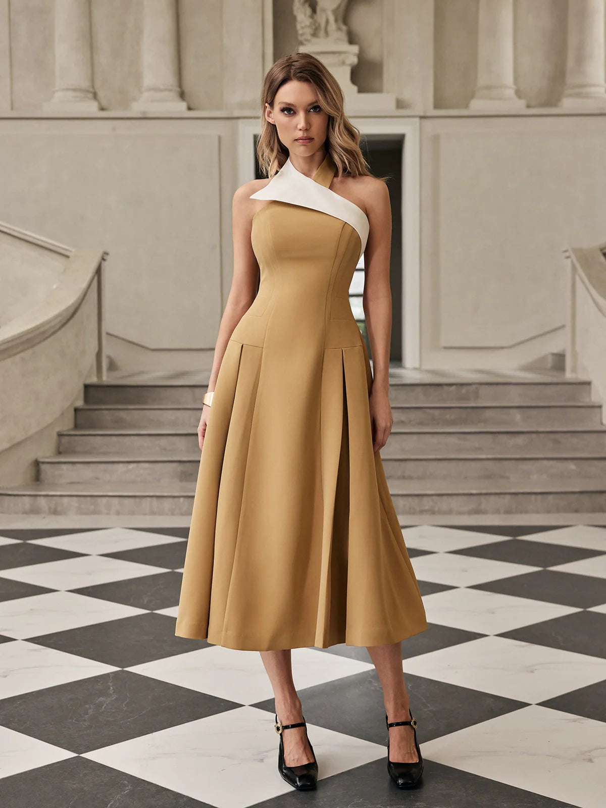 Lana Asymmetric Halter Dress