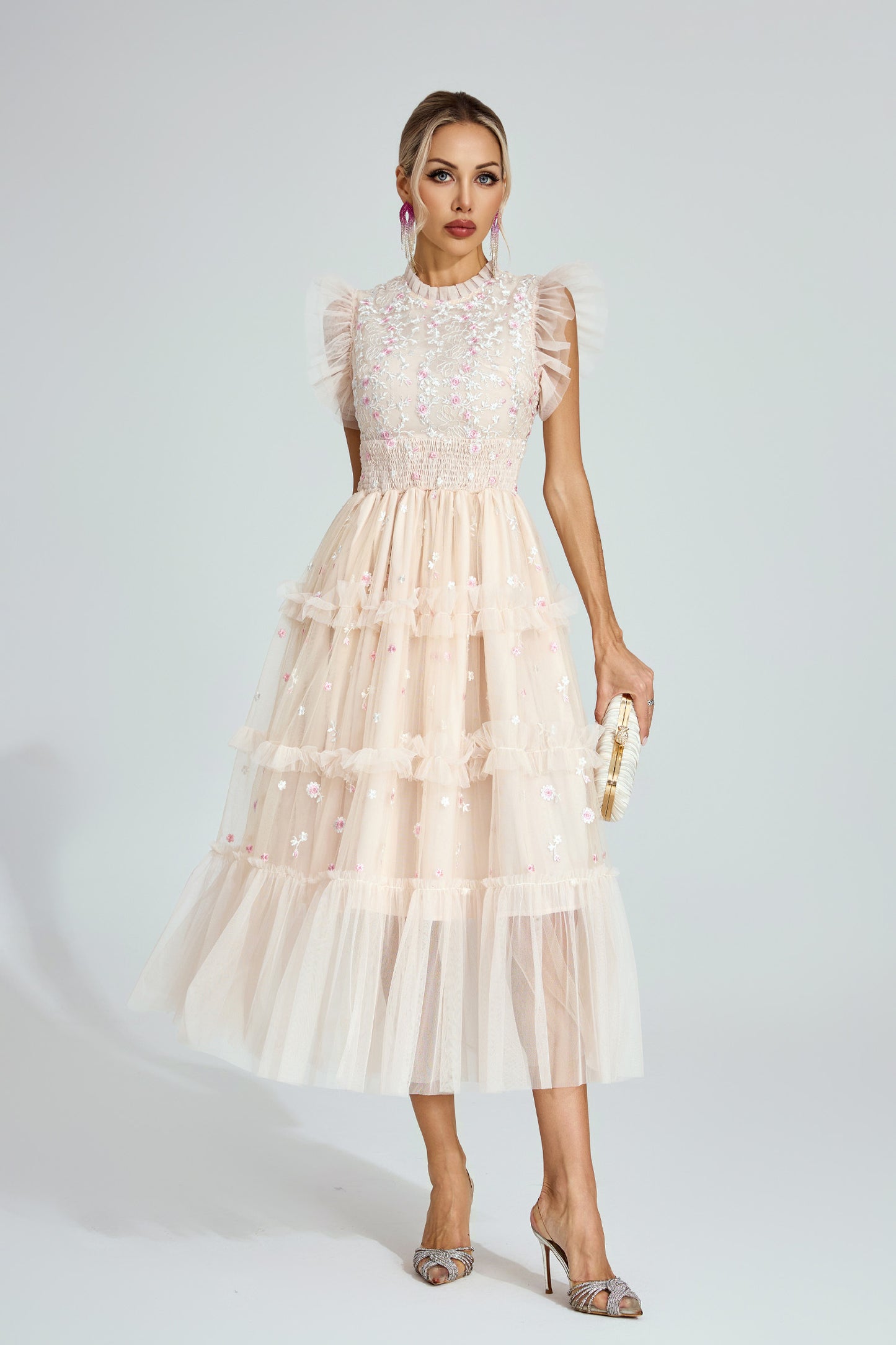 Élise Tulle Blossom Midi Dress