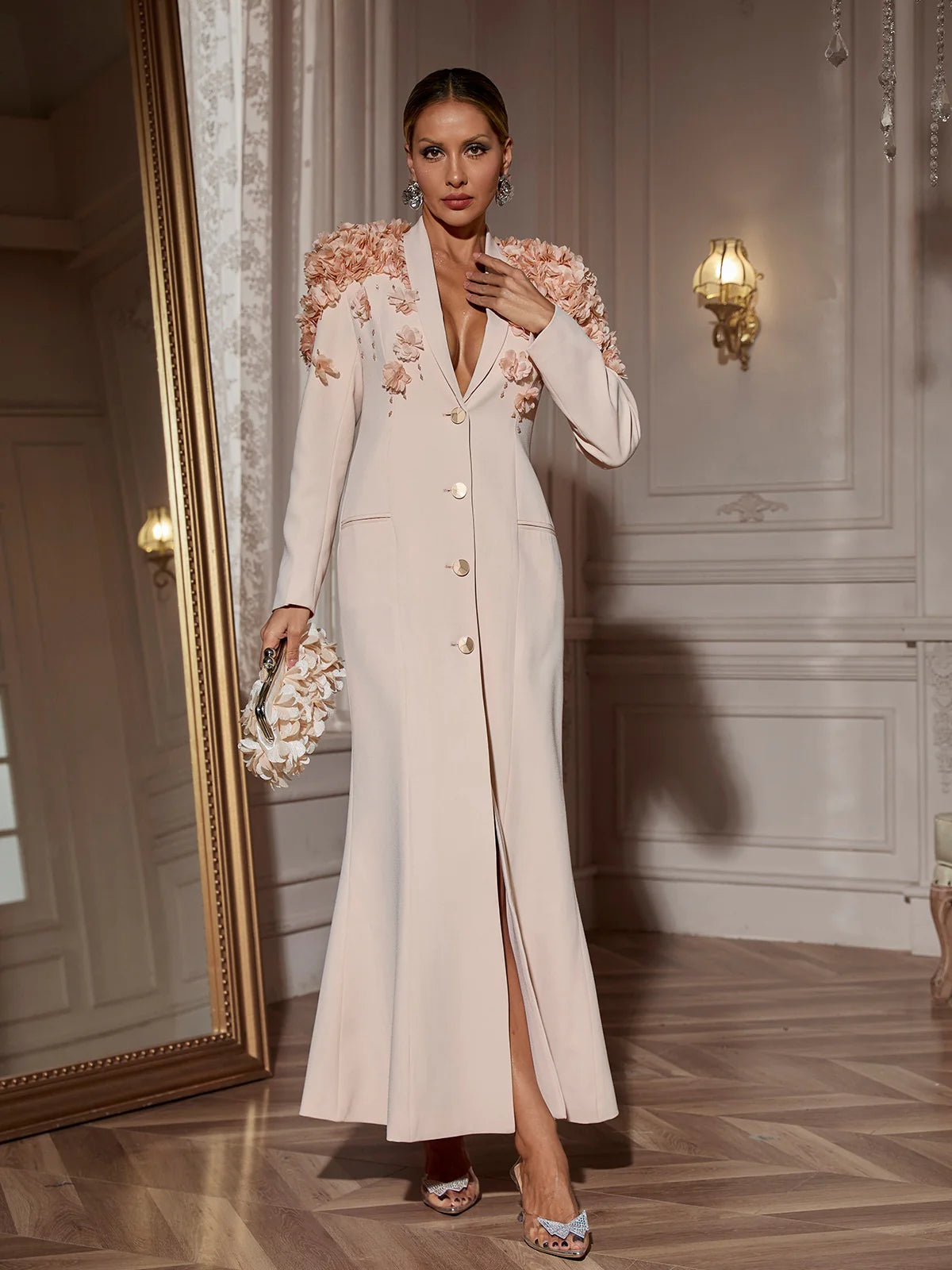 Rosalie 3D Floral Blazer Gown