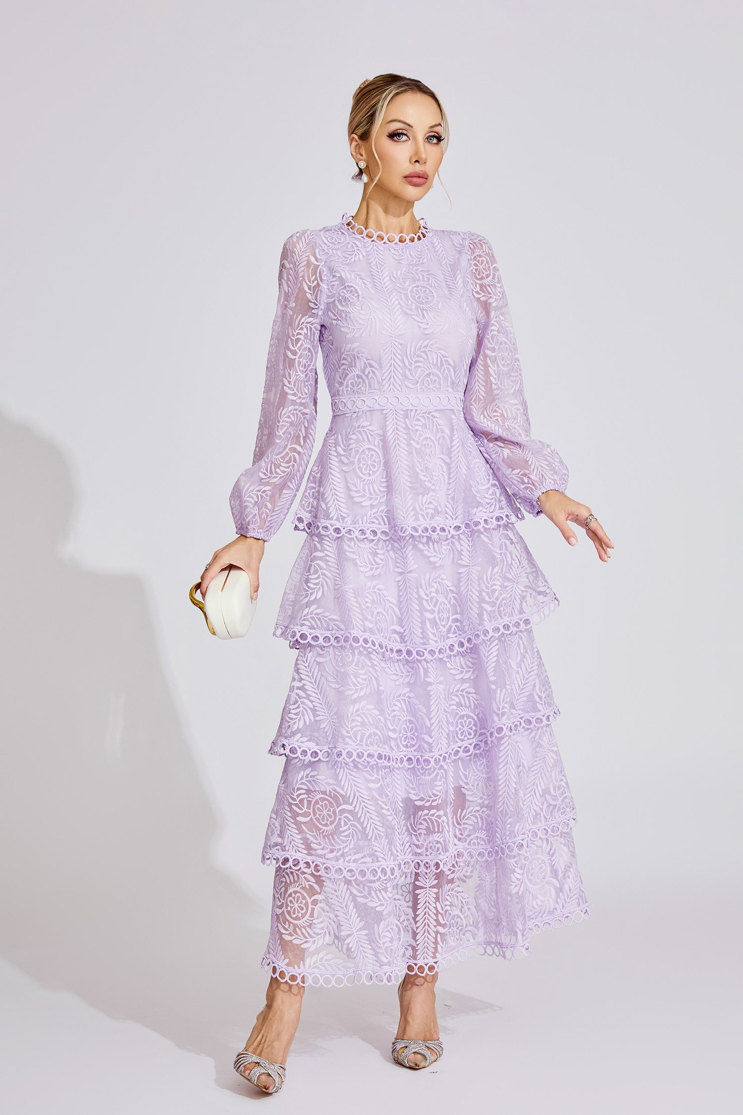 fitted lace wedding dress Élise Tiered Lace Maxi Dress – Chaud Tokyo
