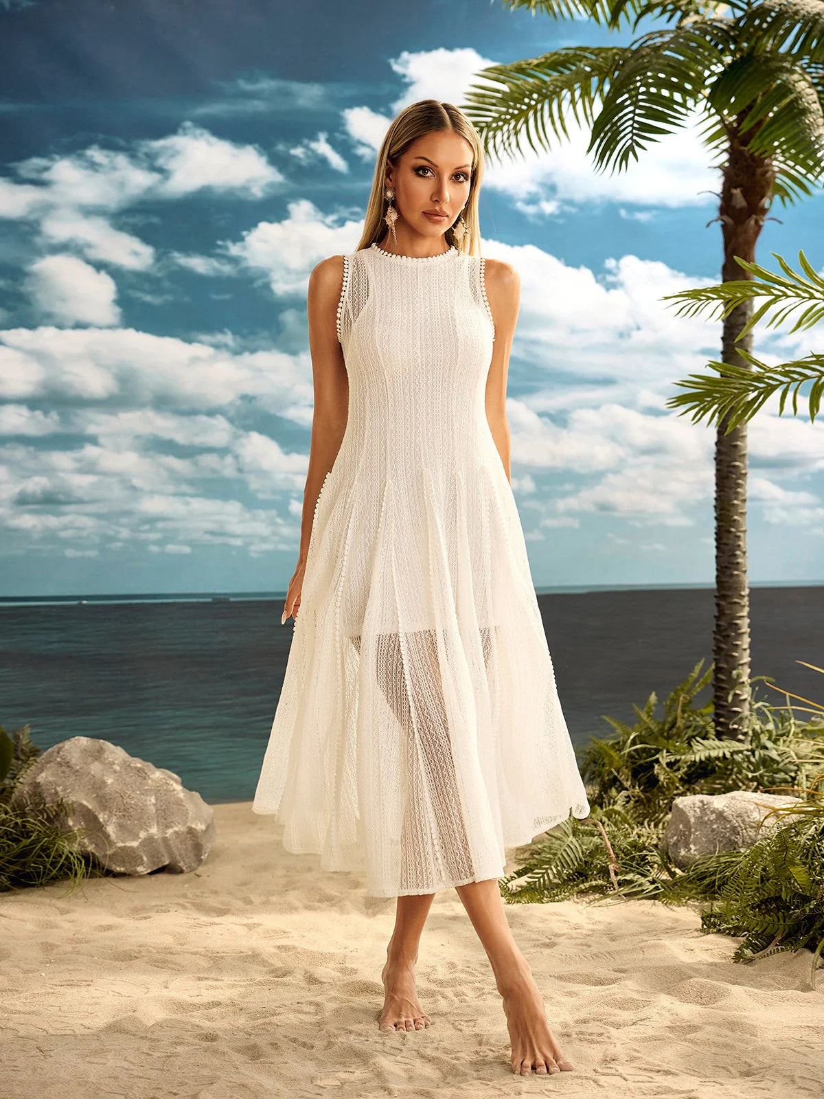 Éclat Nude Midi Dress