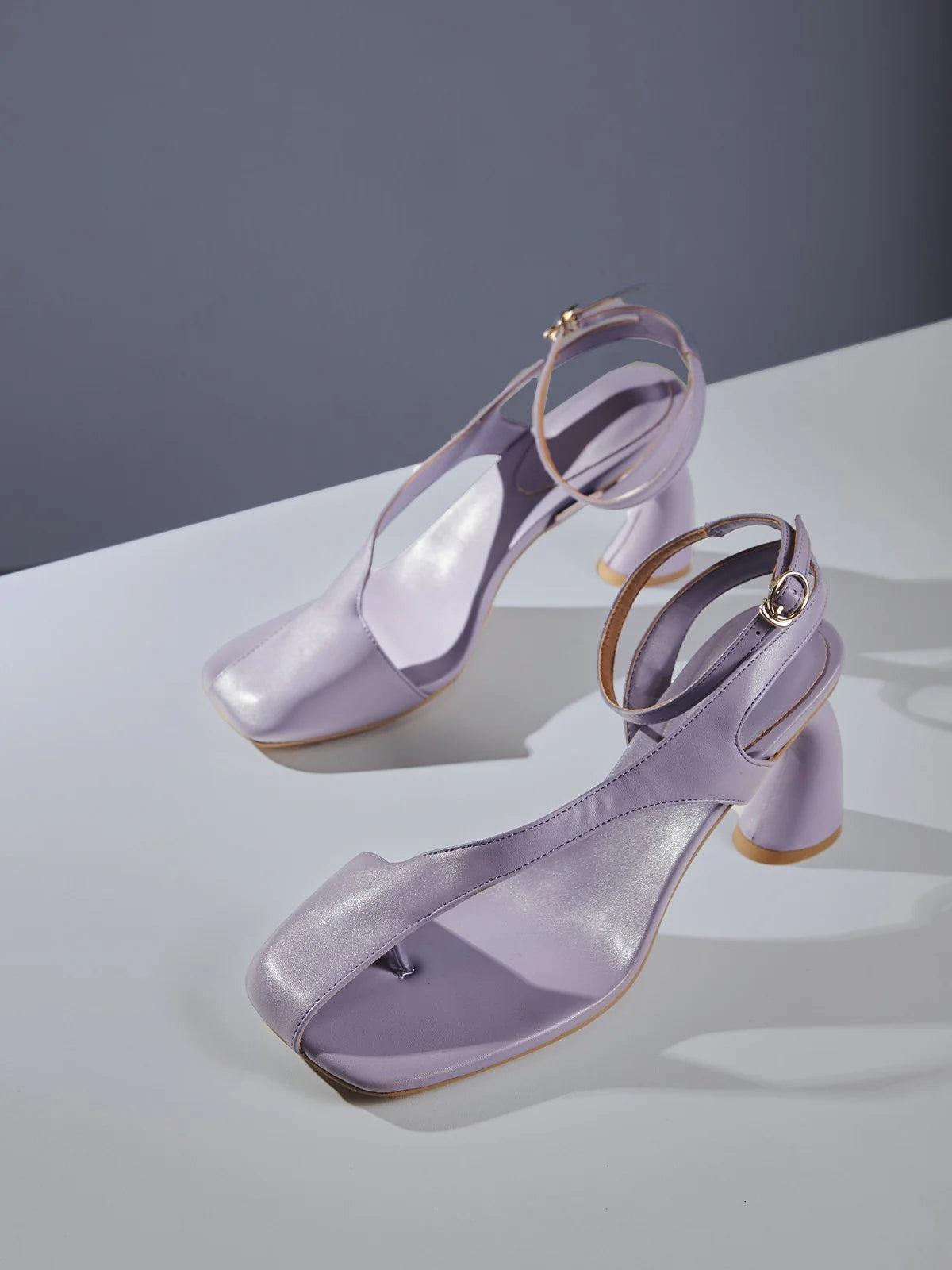 Cutout leather high heels
