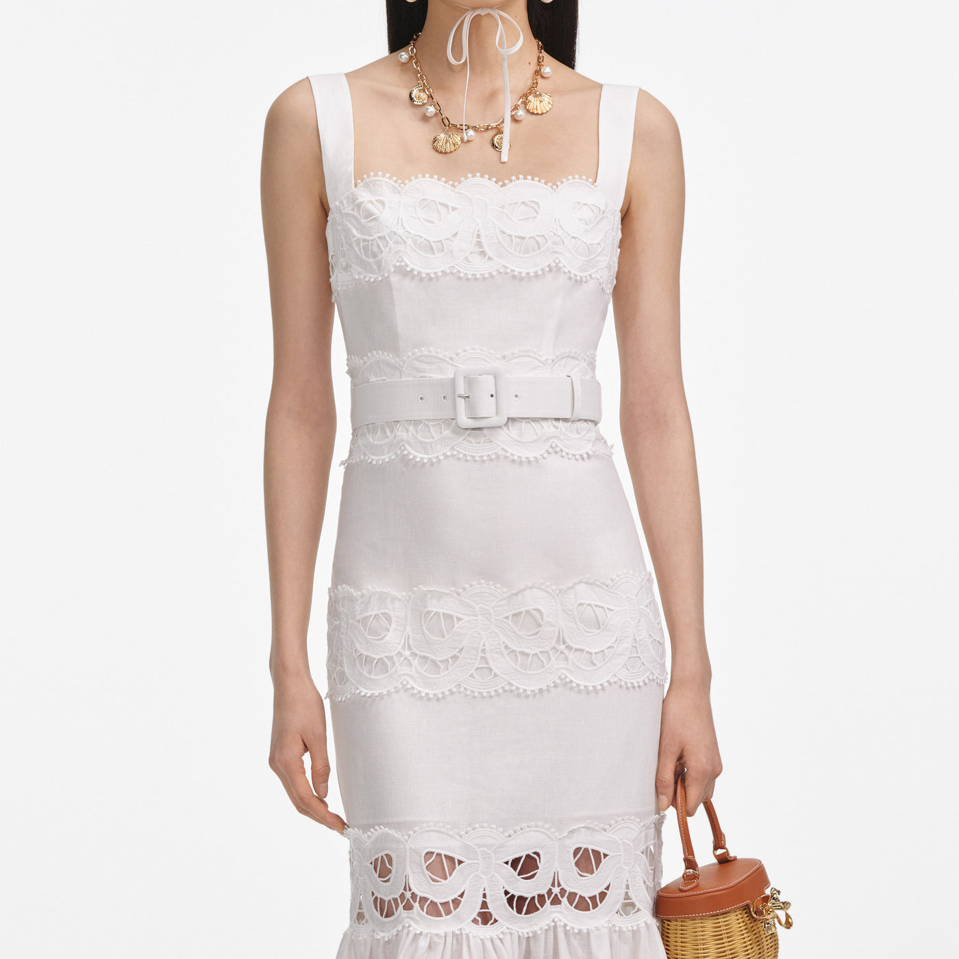 Liana Embroidered Linen Midi Dress