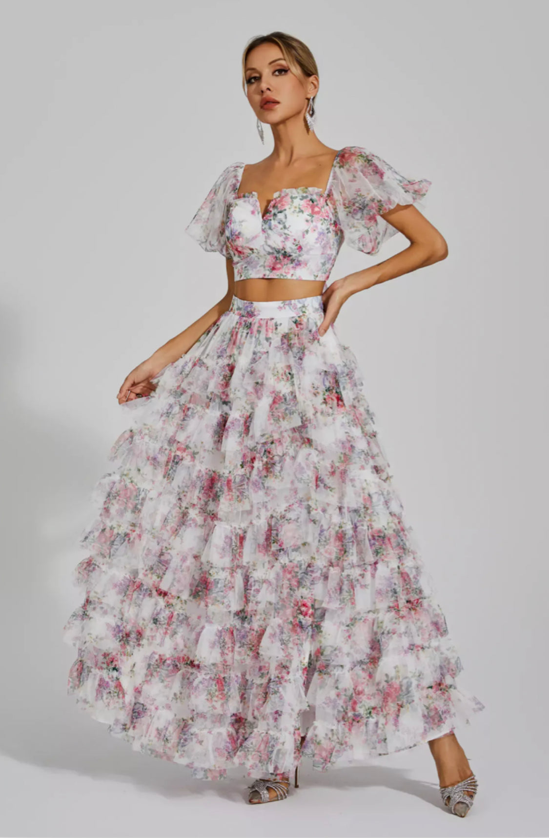 Braylee flora ruffle set
