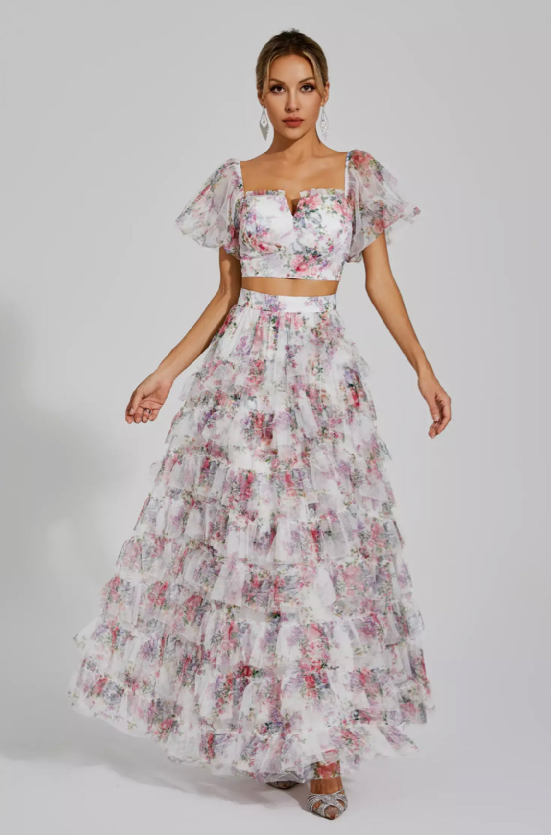 Braylee flora ruffle set