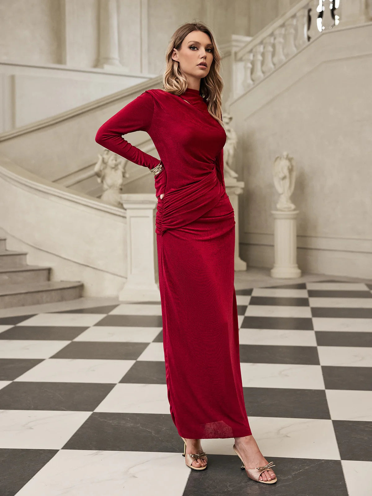 Noéline Draped Velvet Maxi Dress