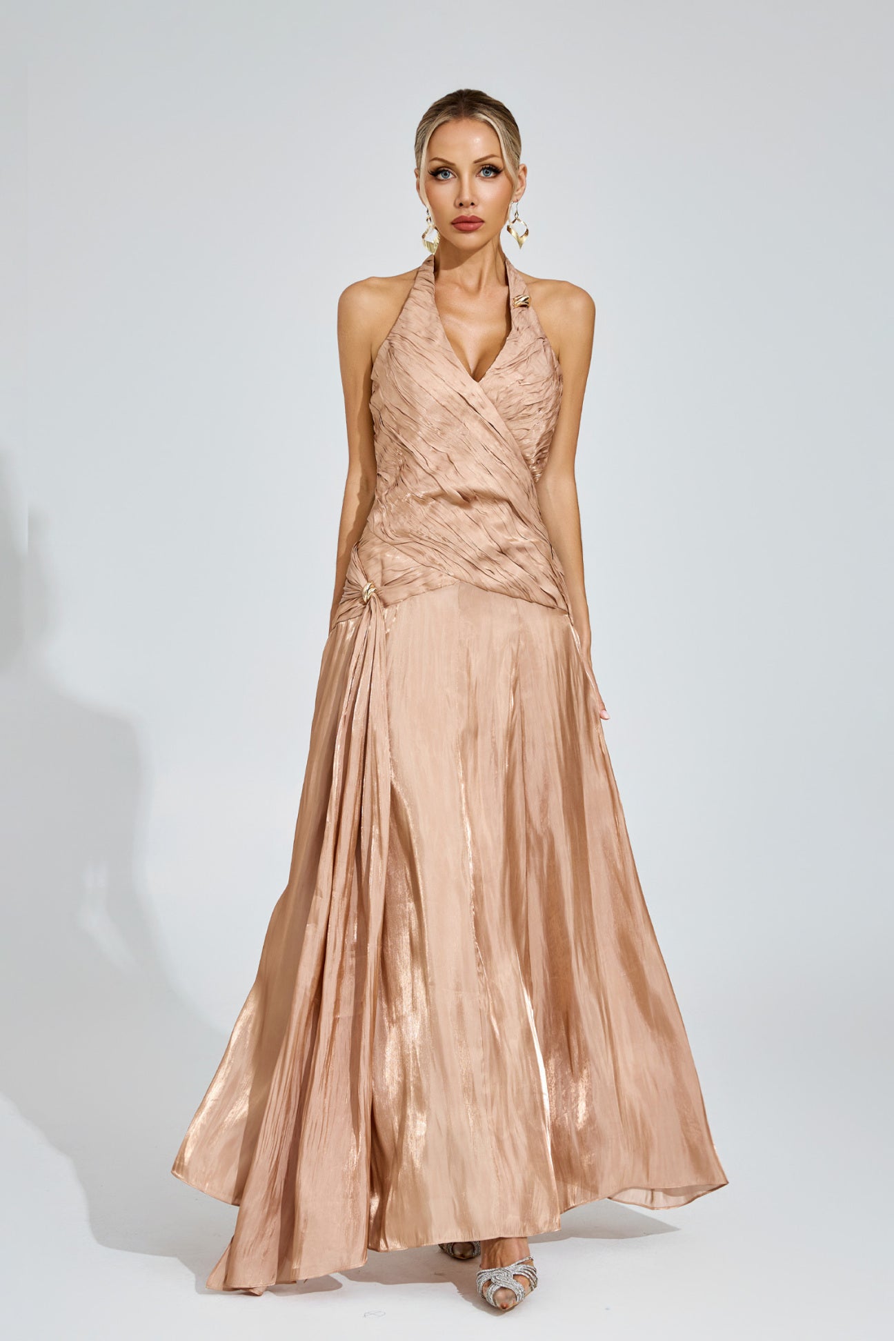 Golden Halo Satin Gown