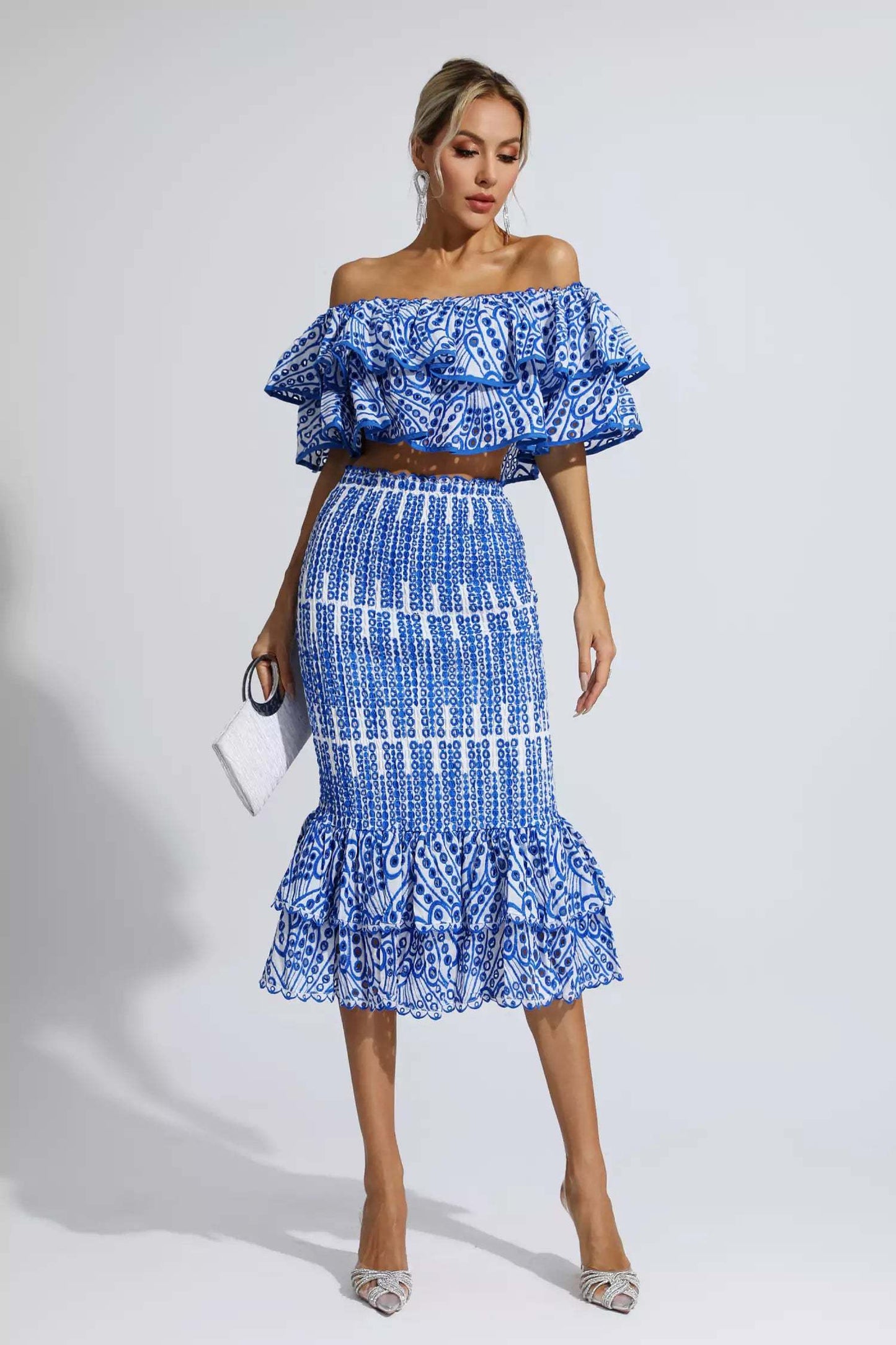Winnie off shoulder ruffle skirt set